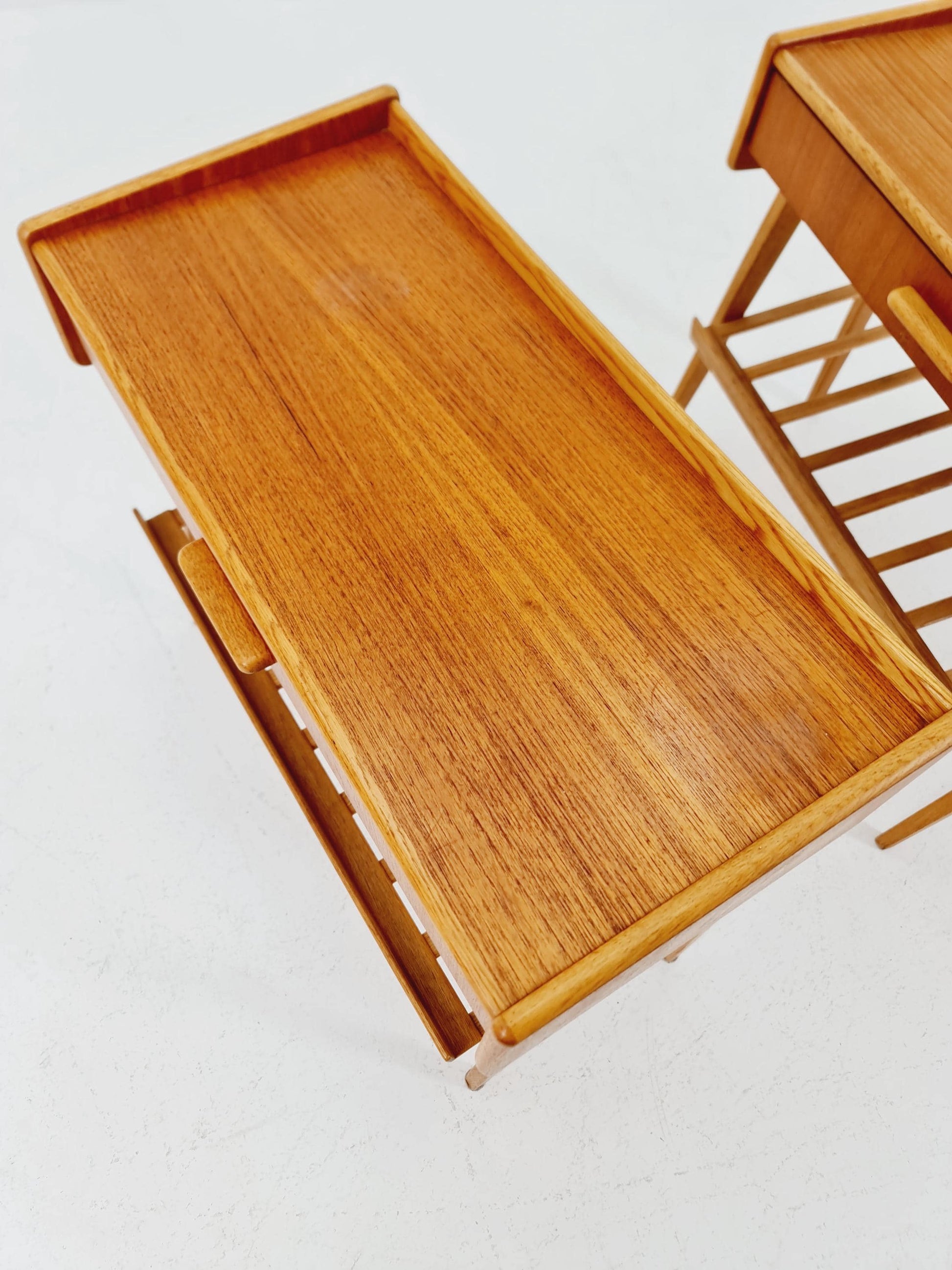 Rare big Midcentury Danish teak Vintage Side table/ Bedside table by Olholm Möbelfabrik, Denmark, 1960s, set of 2