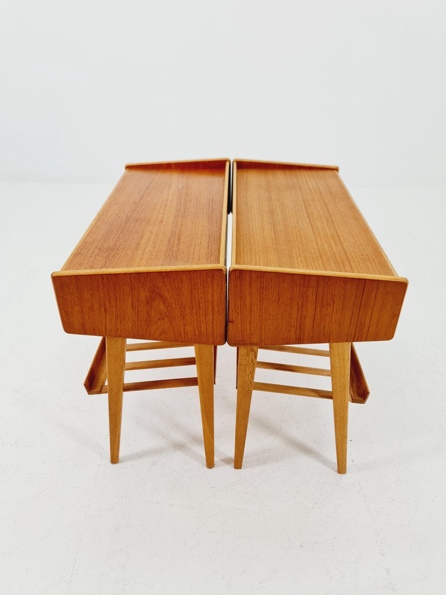Rare big Midcentury Danish teak Vintage Side table/ Bedside table by Olholm Möbelfabrik, Denmark, 1960s, set of 2