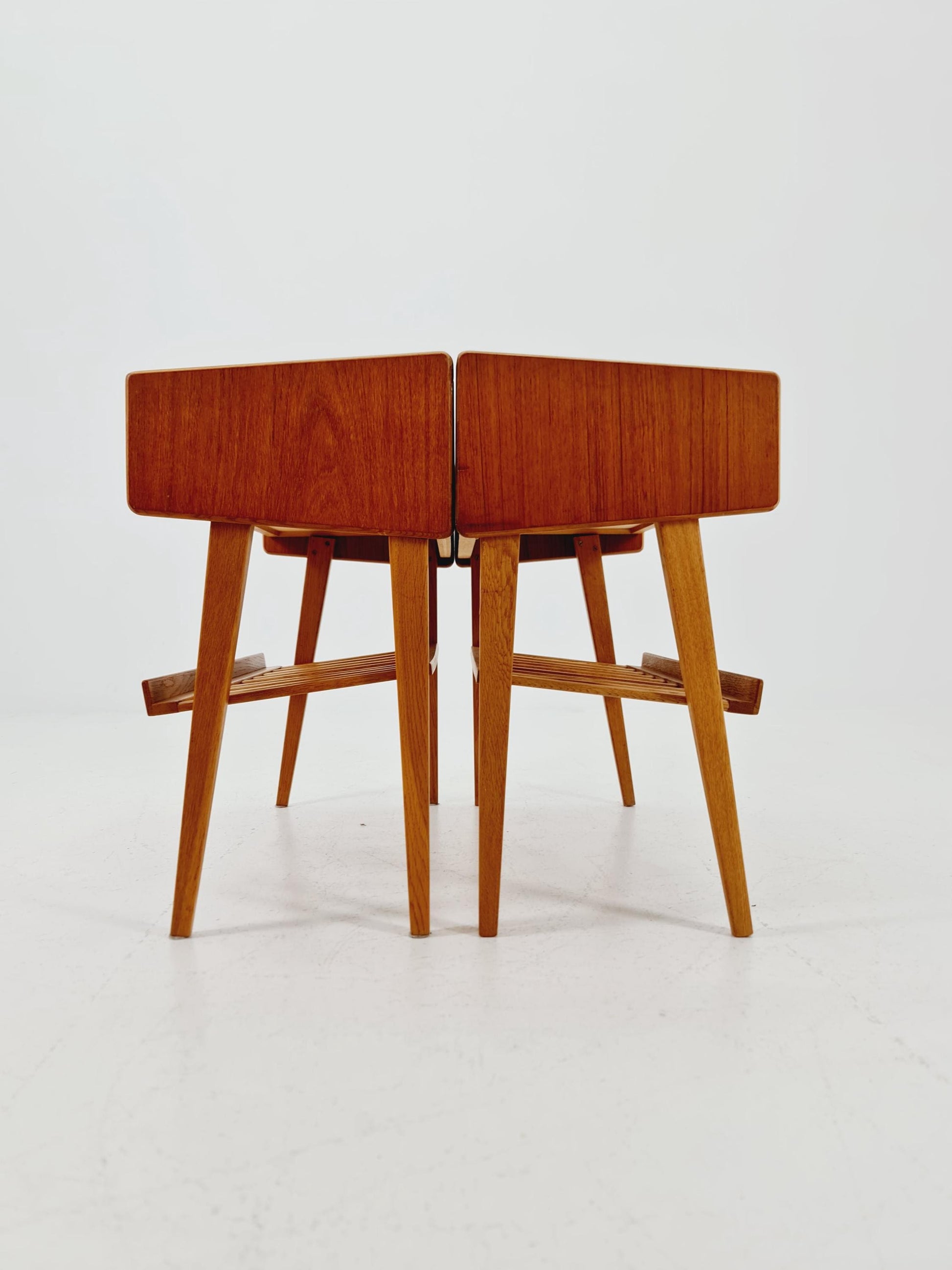 Rare big Midcentury Danish teak Vintage Side table/ Bedside table by Olholm Möbelfabrik, Denmark, 1960s, set of 2