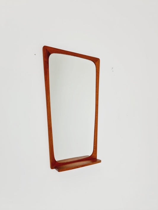 Rare Danish mid-century Modern wall-mounted mirror with shelf , 1960s