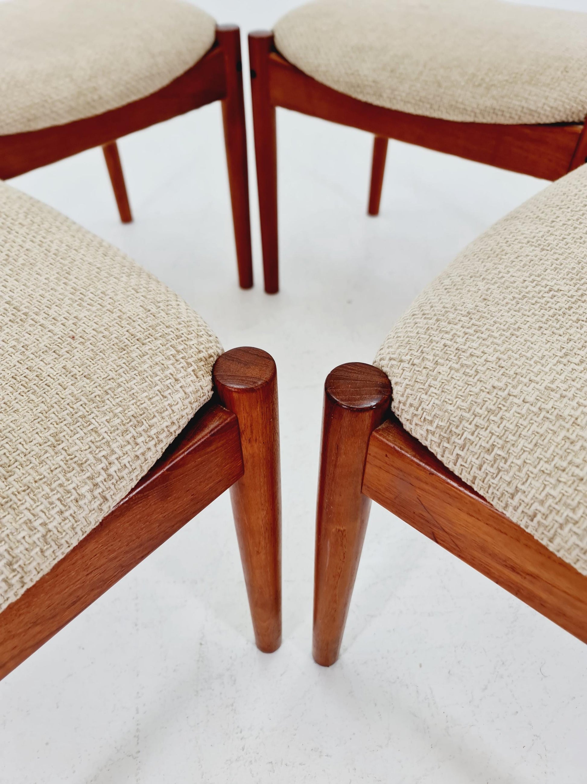 Mid Century Dansih Teak and Leather chair by Grete jalk for Glostrup , 1960s Set of 4
