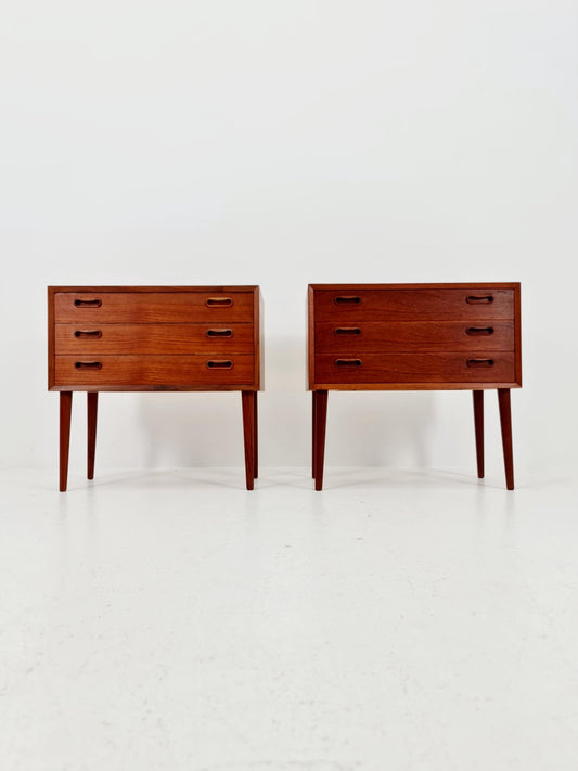 Rare big Midcentury Danish teak Vintage Side table/ Bedside table by Olholm Möbelfabrik, Denmark, 1960s, set of 2