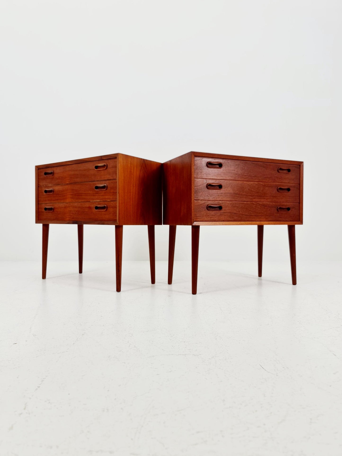 Rare big Midcentury Danish teak Vintage Side table/ Bedside table by Olholm Möbelfabrik, Denmark, 1960s, set of 2