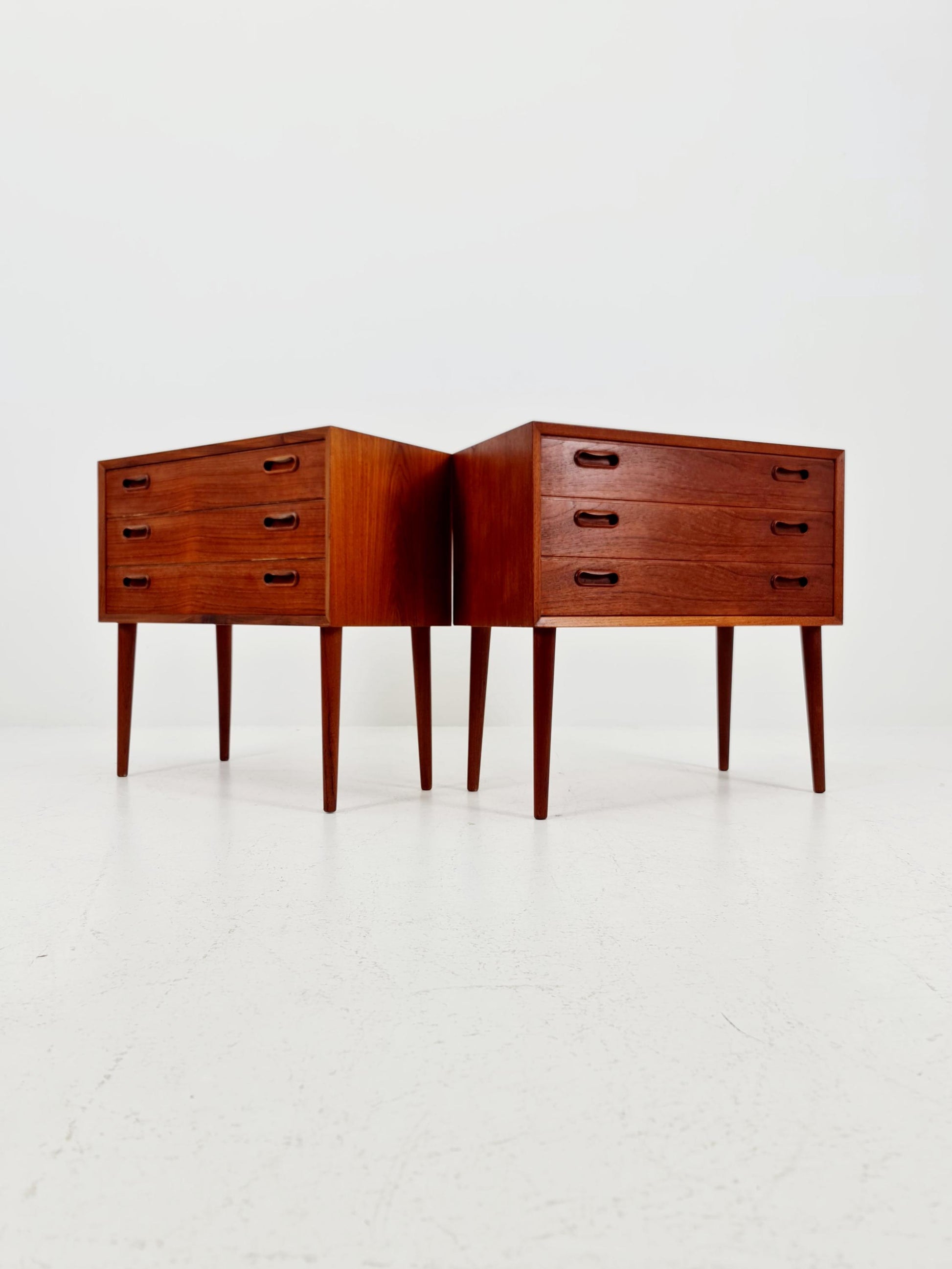 Rare big Midcentury Danish teak Vintage Side table/ Bedside table by Olholm Möbelfabrik, Denmark, 1960s, set of 2
