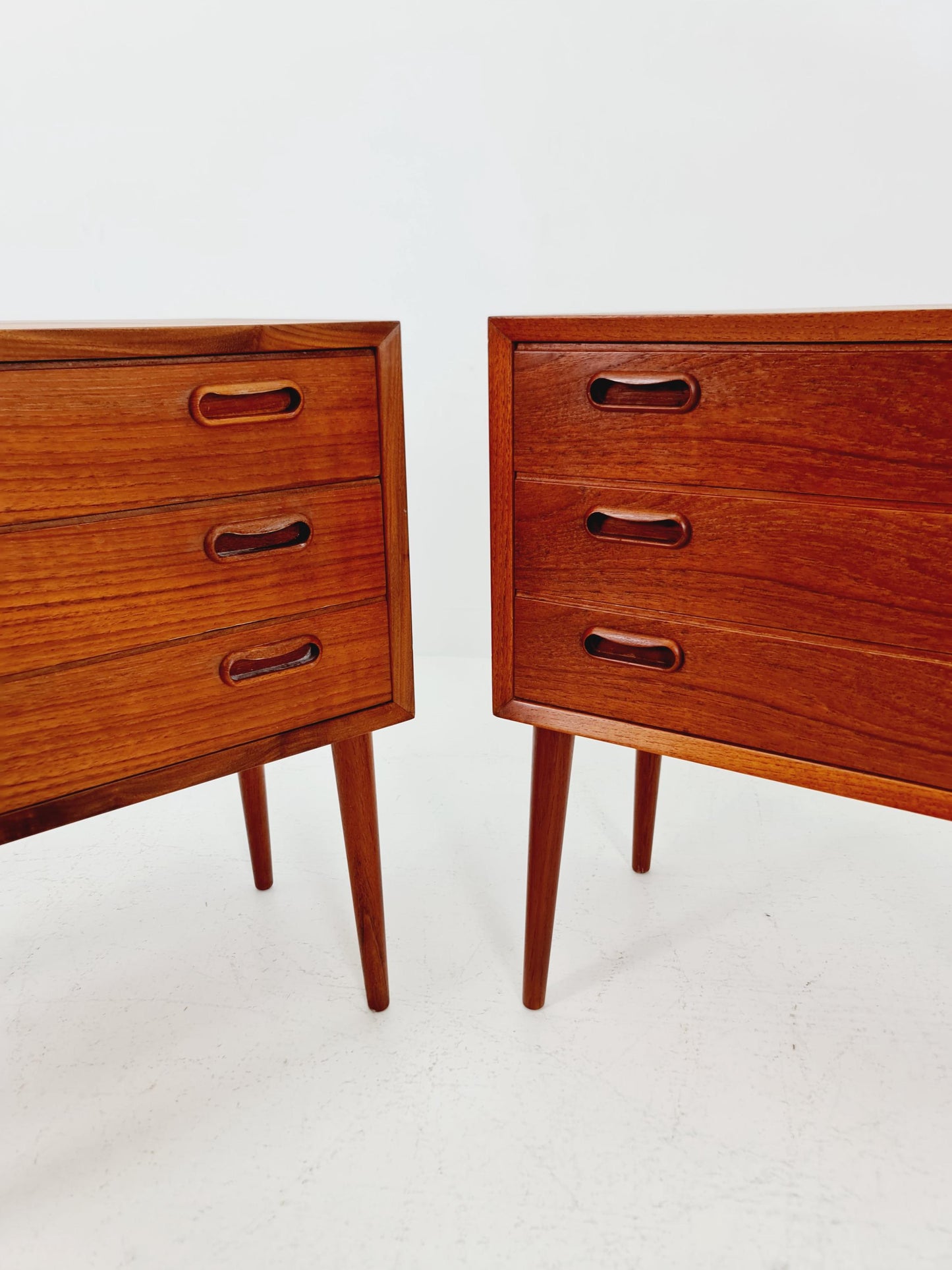 Rare big Midcentury Danish teak Vintage Side table/ Bedside table by Olholm Möbelfabrik, Denmark, 1960s, set of 2
