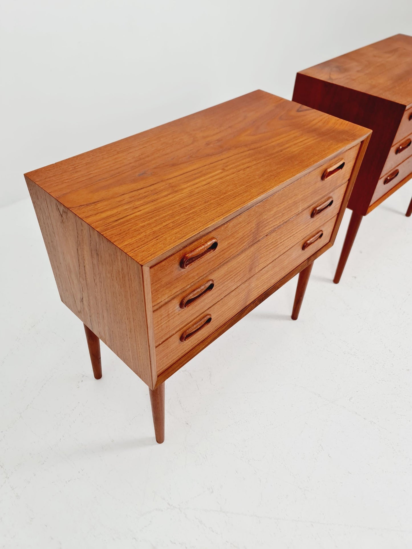 Rare big Midcentury Danish teak Vintage Side table/ Bedside table by Olholm Möbelfabrik, Denmark, 1960s, set of 2