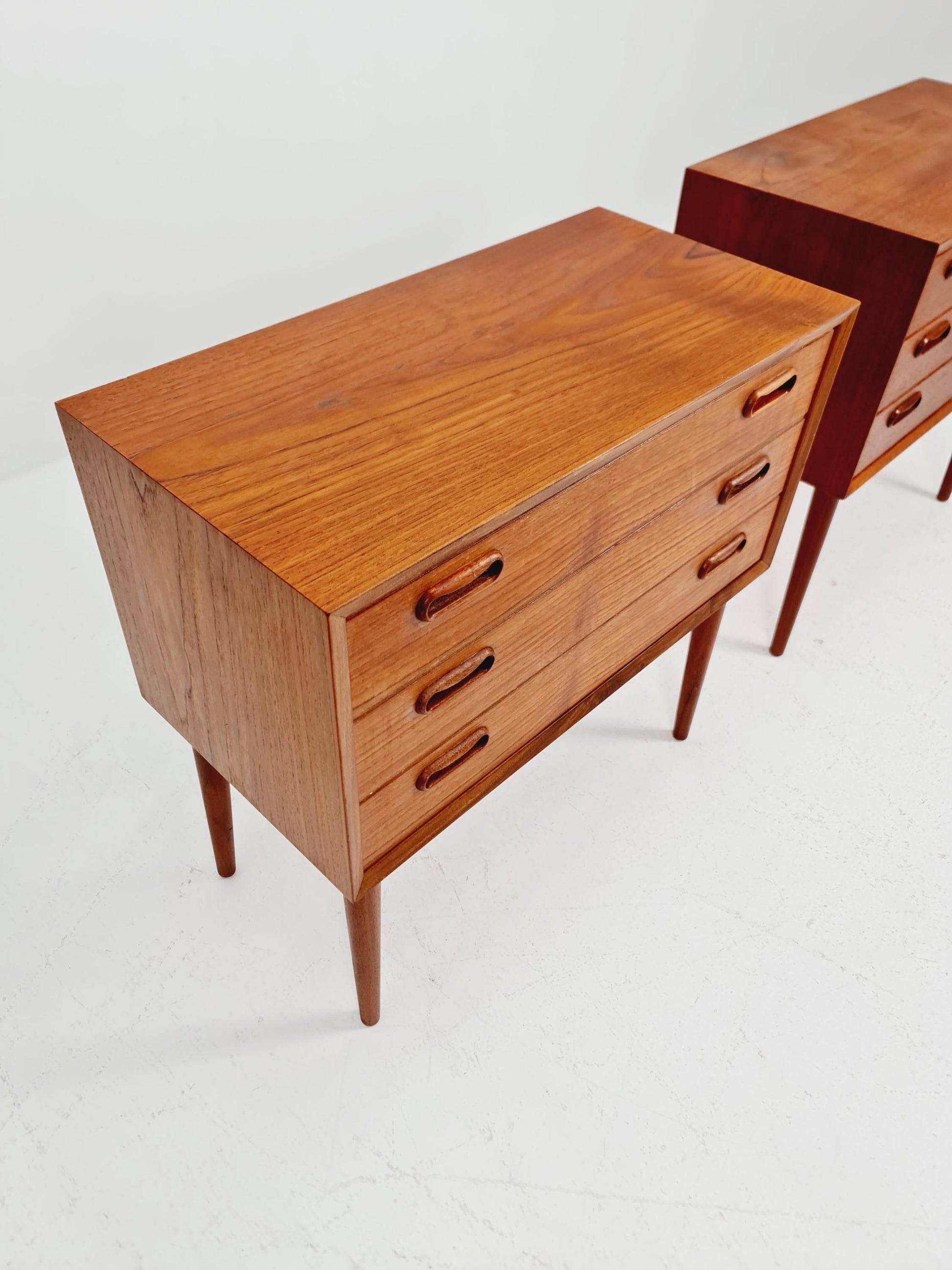 Rare big Midcentury Danish teak Vintage Side table/ Bedside table by Olholm Möbelfabrik, Denmark, 1960s, set of 2