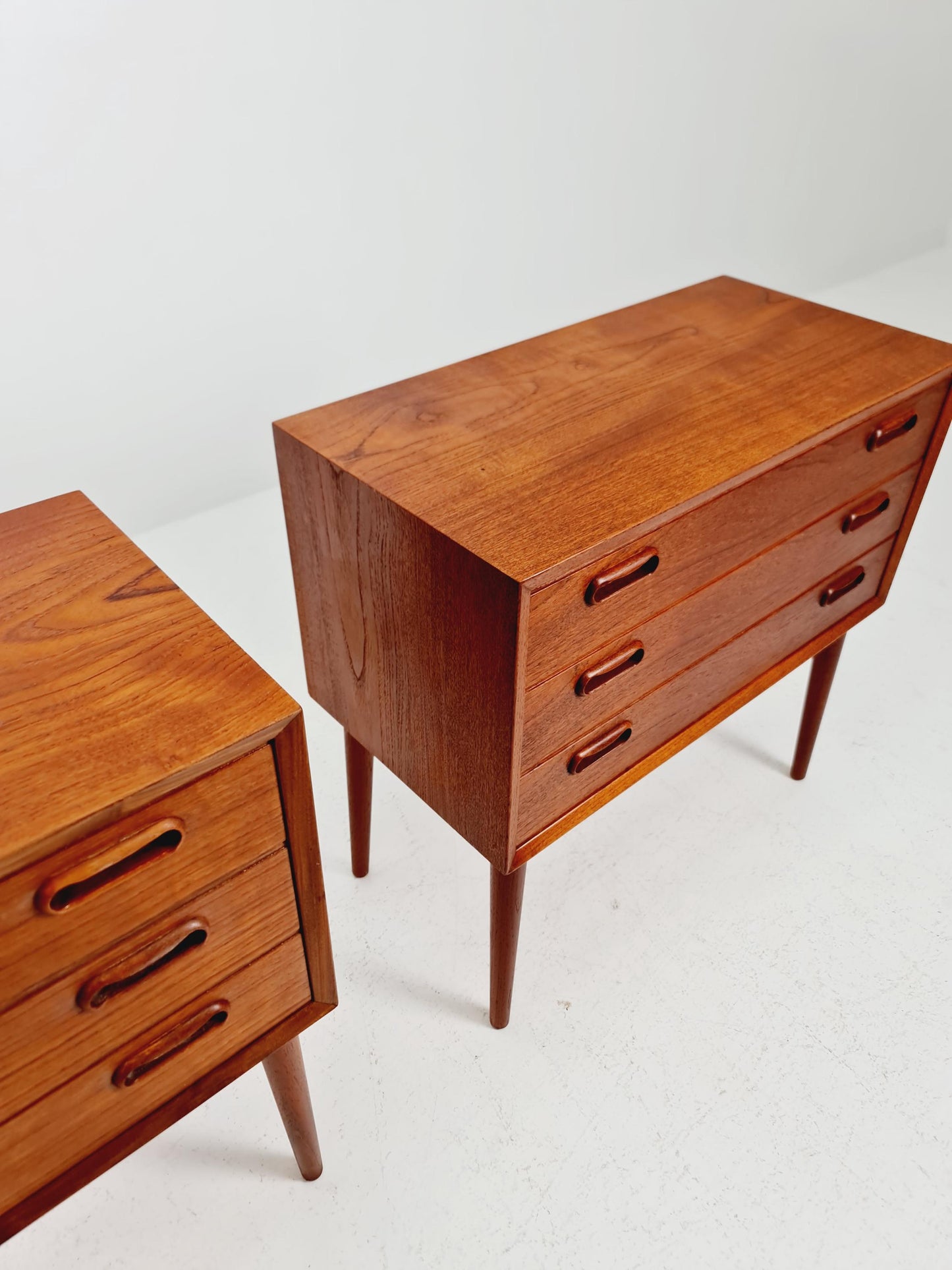 Rare big Midcentury Danish teak Vintage Side table/ Bedside table by Olholm Möbelfabrik, Denmark, 1960s, set of 2