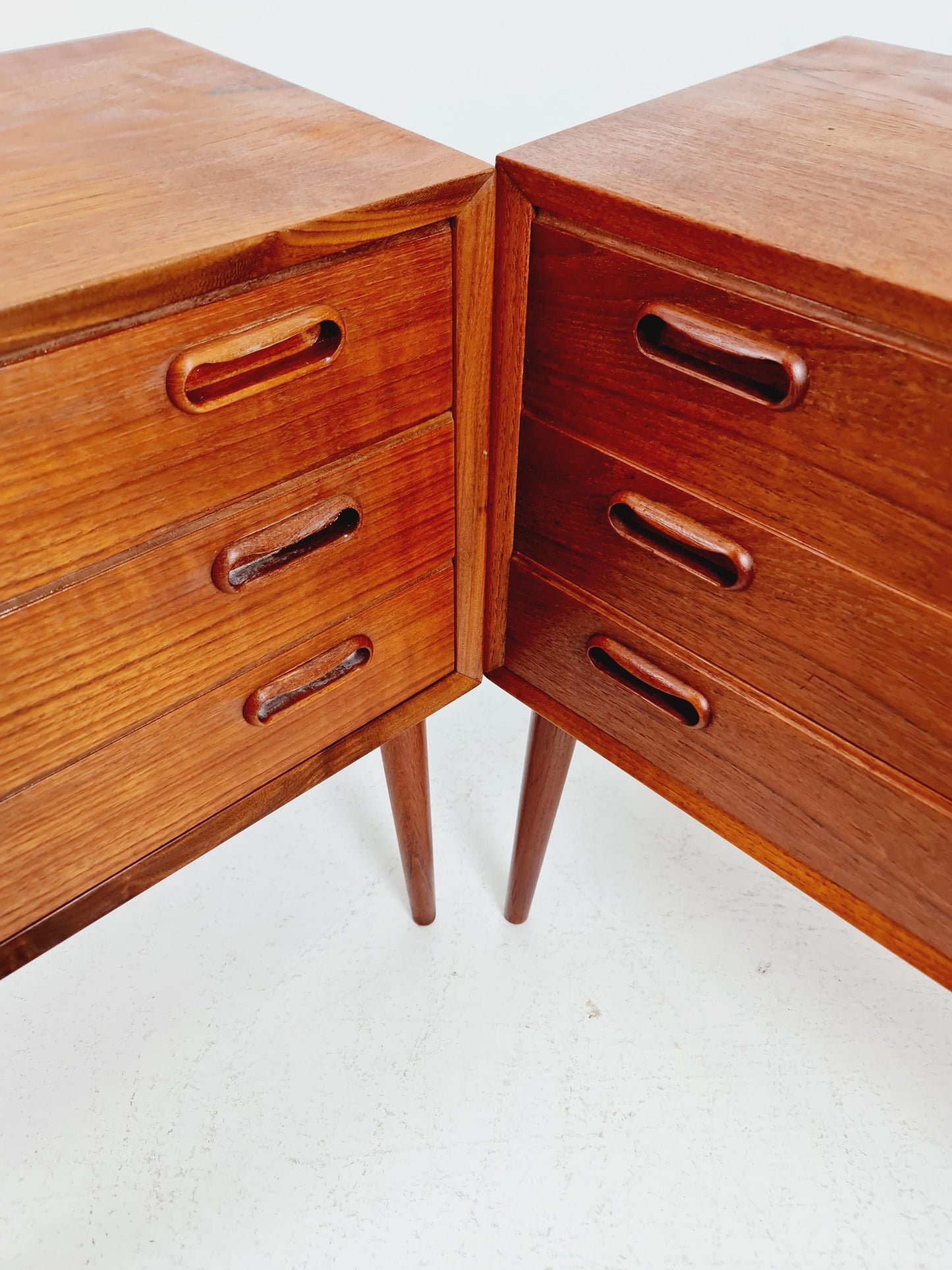 Rare big Midcentury Danish teak Vintage Side table/ Bedside table by Olholm Möbelfabrik, Denmark, 1960s, set of 2