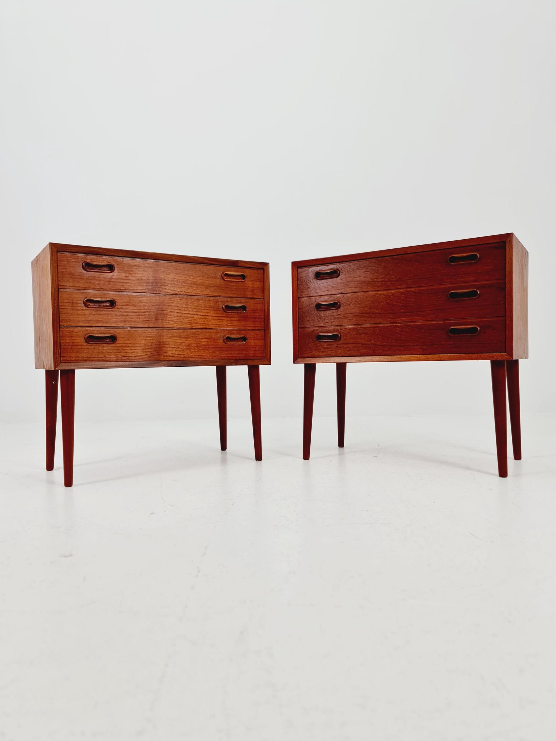 Rare big Midcentury Danish teak Vintage Side table/ Bedside table by Olholm Möbelfabrik, Denmark, 1960s, set of 2
