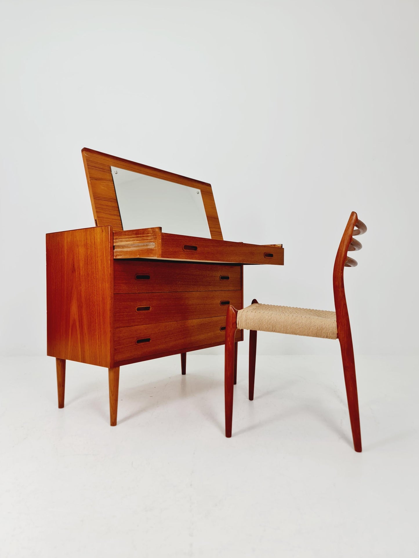 Midcentury Danish vintage teak secretary, vanity /Make up table for Olholm Möbelfabrik , 1960s