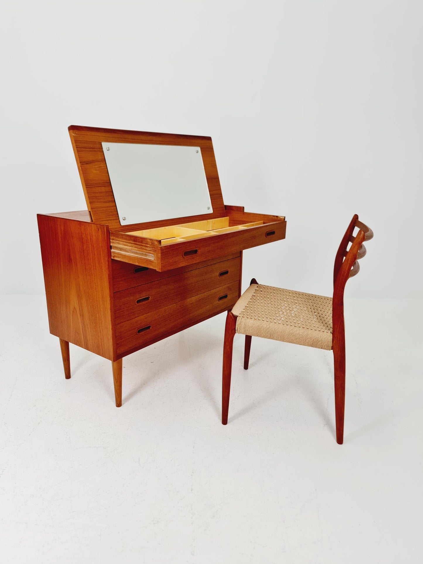 Midcentury Danish vintage teak secretary, vanity /Make up table for Olholm Möbelfabrik , 1960s