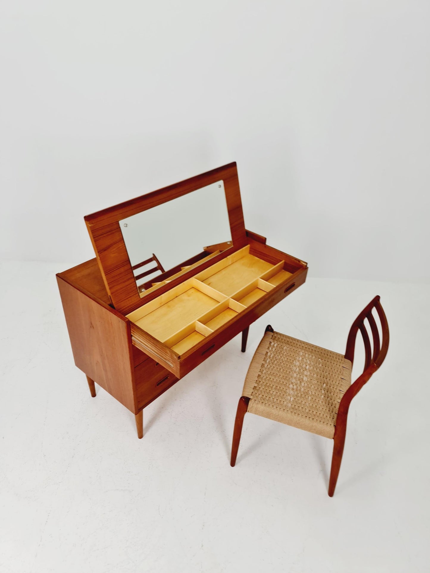 Midcentury Danish vintage teak secretary, vanity /Make up table for Olholm Möbelfabrik , 1960s