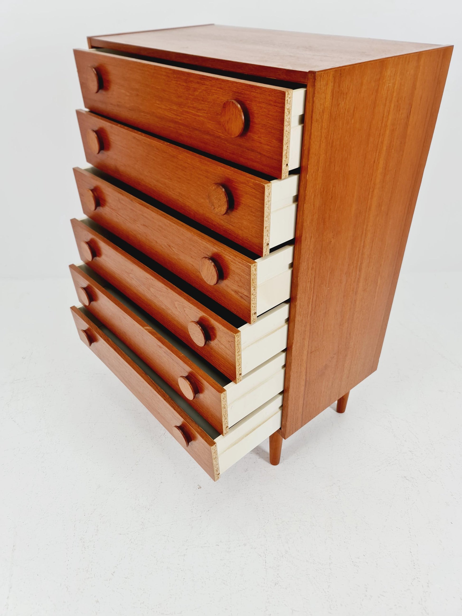 Midcentury danish design chest of drawers / drawer dresser /6 drawers cabinet By Ejsing Möbelfabrik 1960s