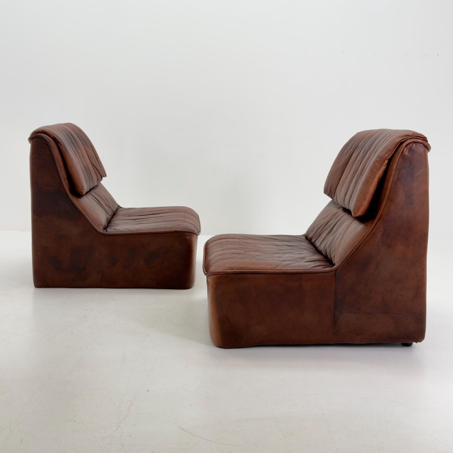 1 of 2 Mid Century brown Leather Lounge Chairs, Germany 1970s