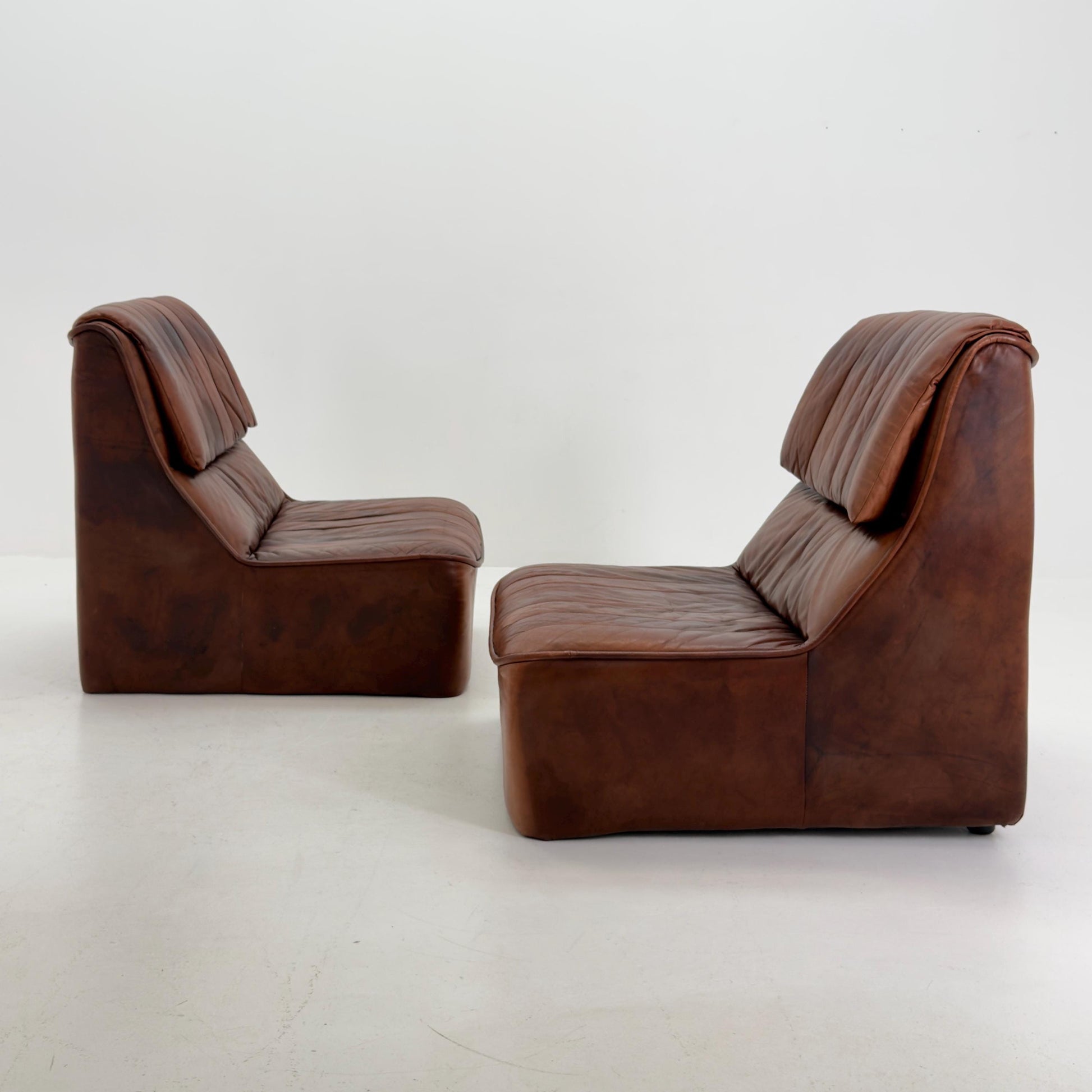 1 of 2 Mid Century brown Leather Lounge Chairs, Germany 1970s
