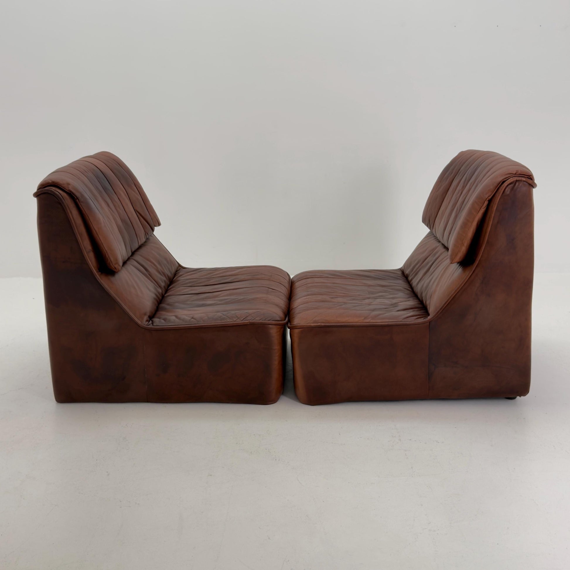 1 of 2 Mid Century brown Leather Lounge Chairs, Germany 1970s