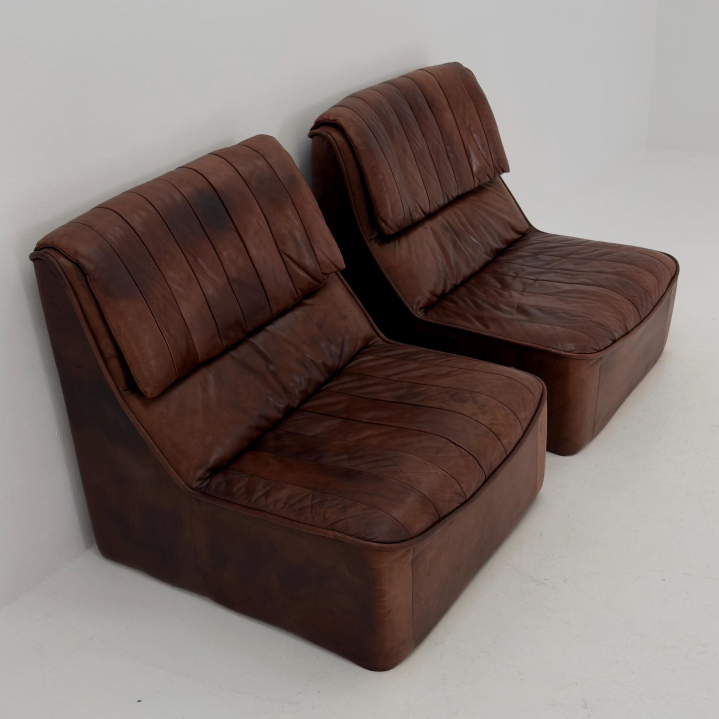1 of 2 Mid Century brown Leather Lounge Chairs, Germany 1970s