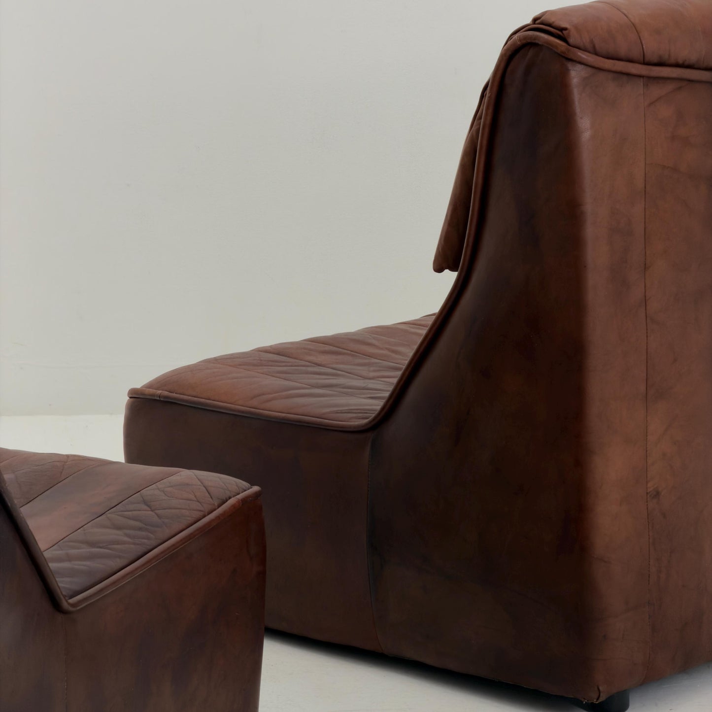 1 of 2 Mid Century brown Leather Lounge Chairs, Germany 1970s