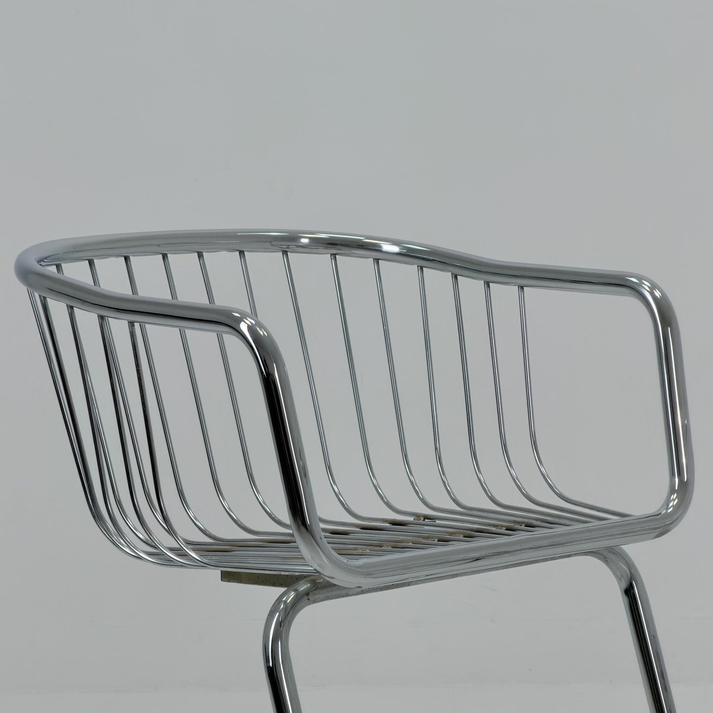 Set of 2 Mid-Century Dining Armchairs by Gastone Rinaldi – Chrome Frame, Green & Red Retro Upholstery, Italy 1970s