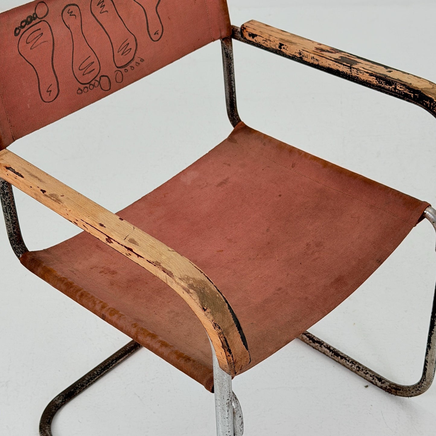Rare Original Marcel Breuer B34 Bauhaus armChair for Gebrüder Thonet Austria 1930s