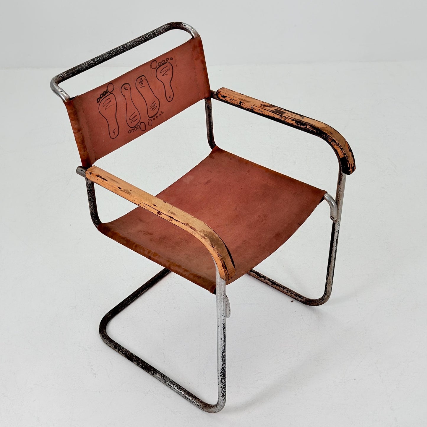 Rare Original Marcel Breuer B34 Bauhaus armChair for Gebrüder Thonet Austria 1930s