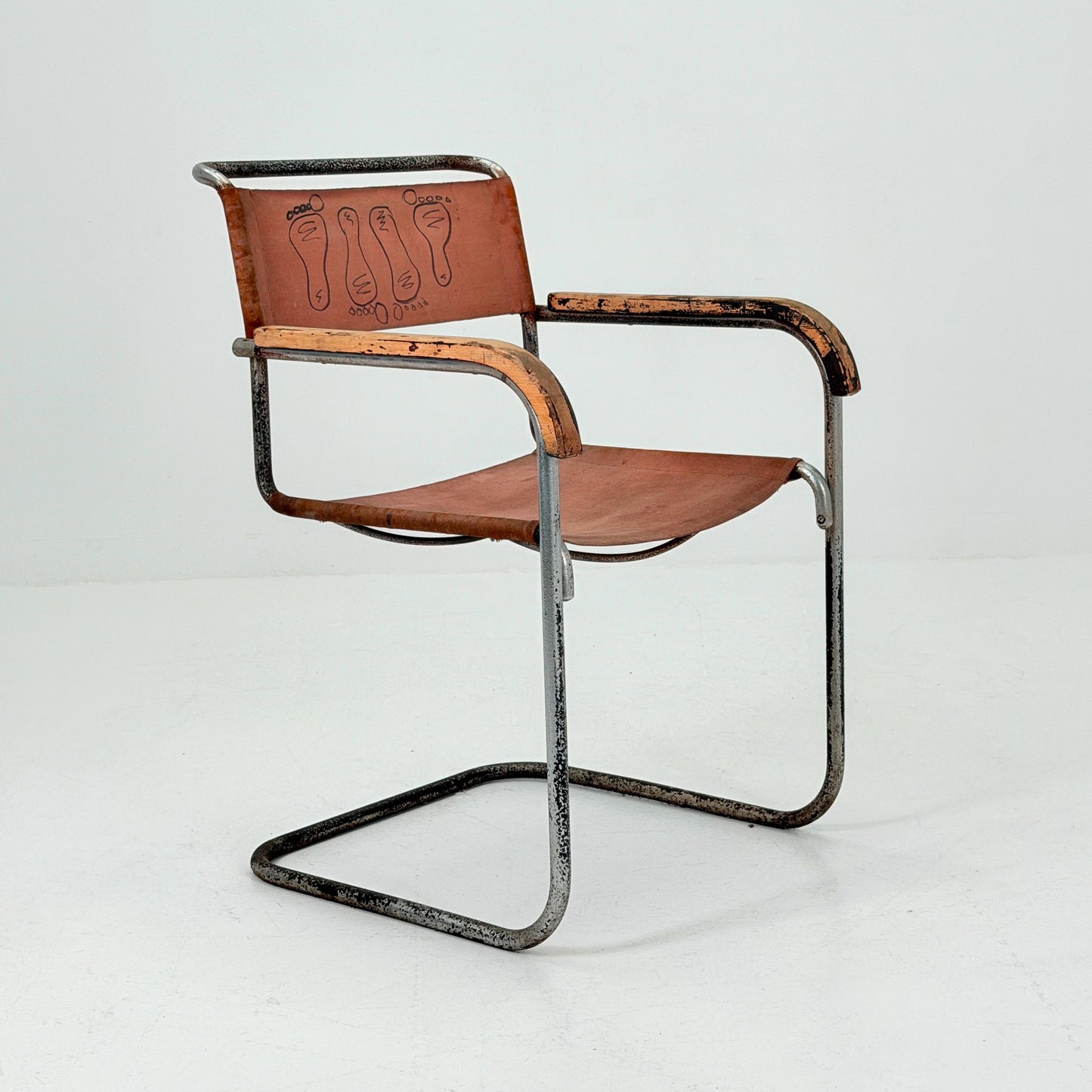 Rare Original Marcel Breuer B34 Bauhaus armChair for Gebrüder Thonet Austria 1930s