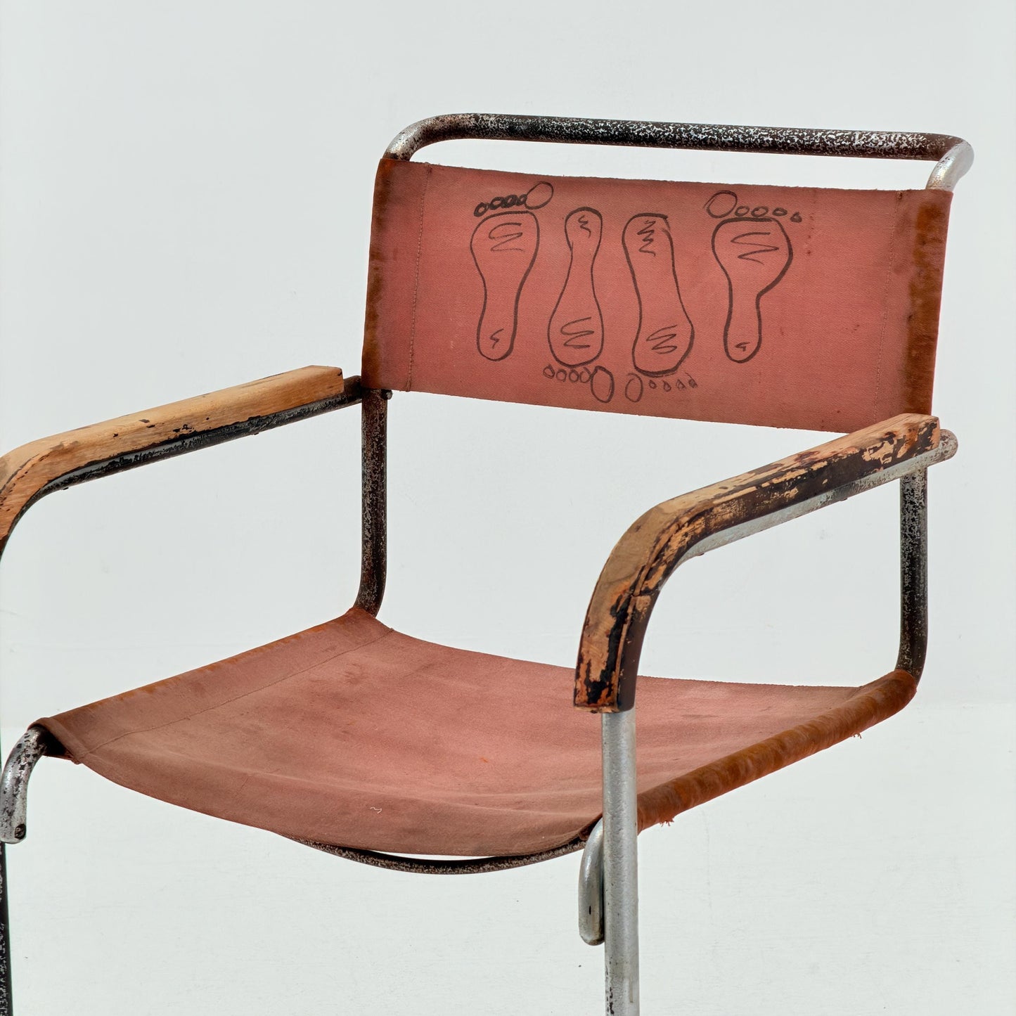 Rare Original Marcel Breuer B34 Bauhaus armChair for Gebrüder Thonet Austria 1930s