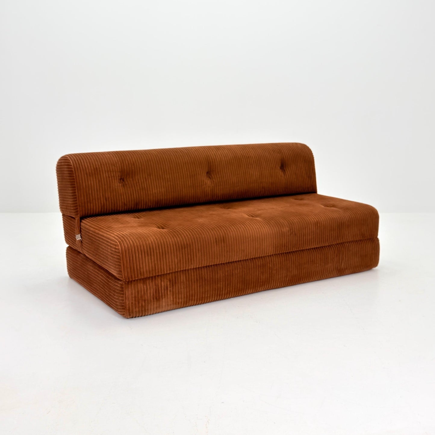 Mid Century Space Age brown velvet cord day bed / Lounge Sofa-Bed by IKEA, Sweden | 1980s