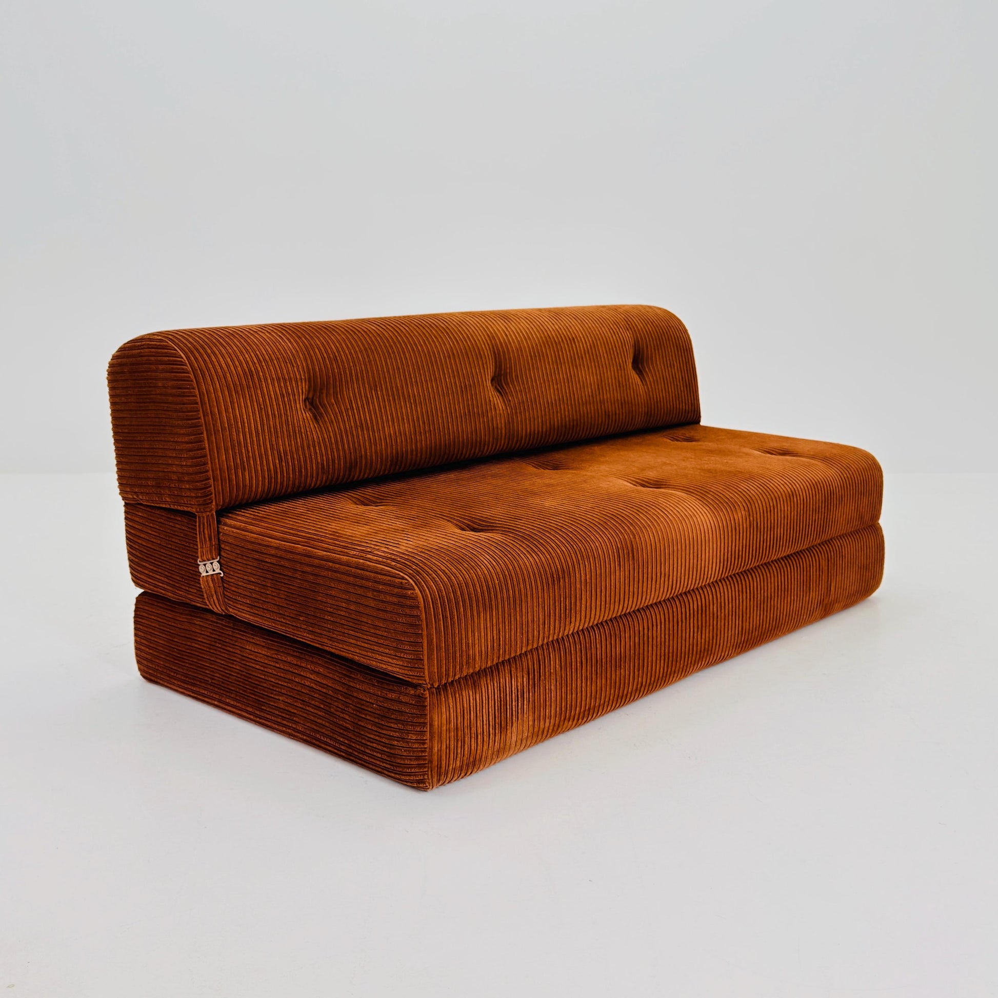 Mid Century Space Age brown velvet cord day bed / Lounge Sofa-Bed by IKEA, Sweden | 1980s