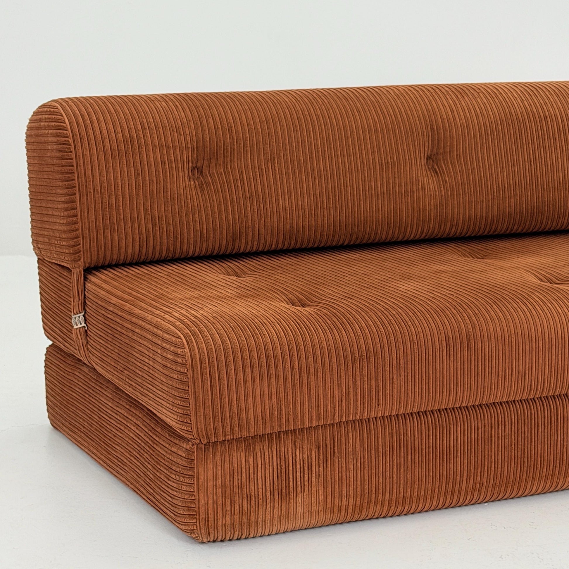 Mid Century Space Age brown velvet cord day bed / Lounge Sofa-Bed by IKEA, Sweden | 1980s