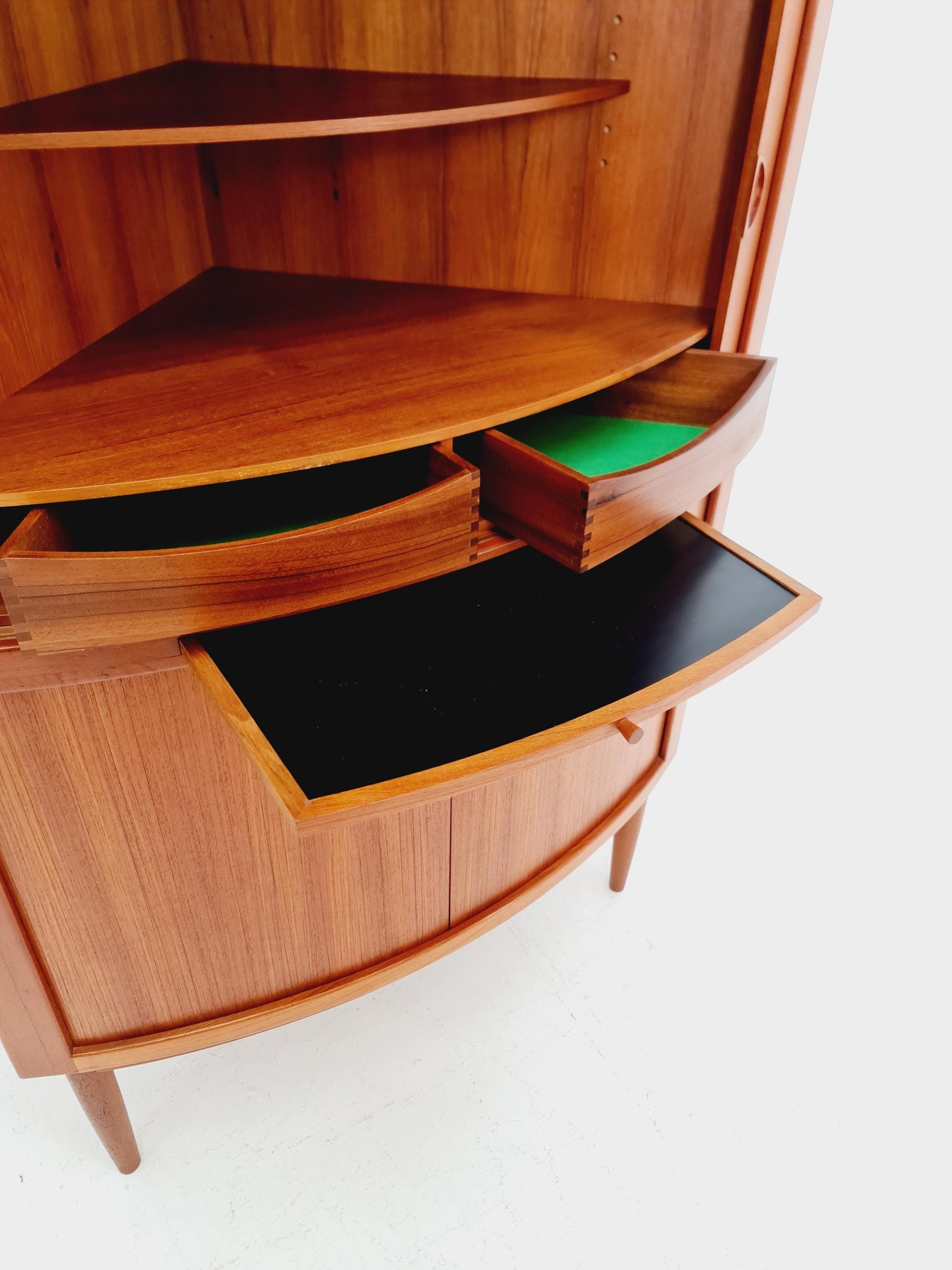 Mid Century Modern danish Drniks corner cabinet teak By johannes Anderson , 1960s