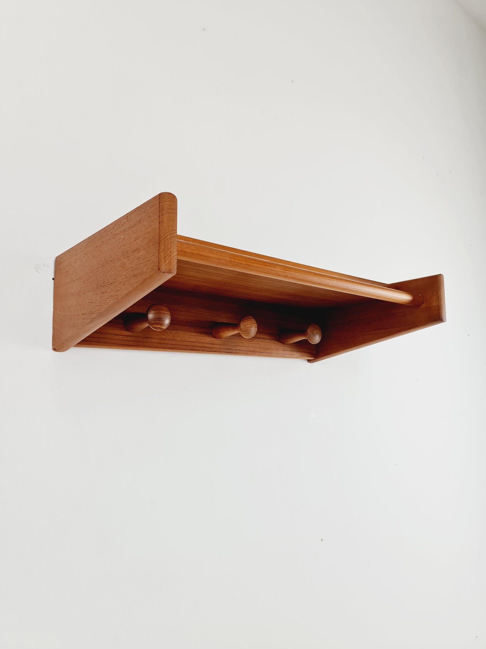 Mid century Danish Wardarobe By Vildbjerg Møbelfabrik, Solid teak wall coat rack 1960s