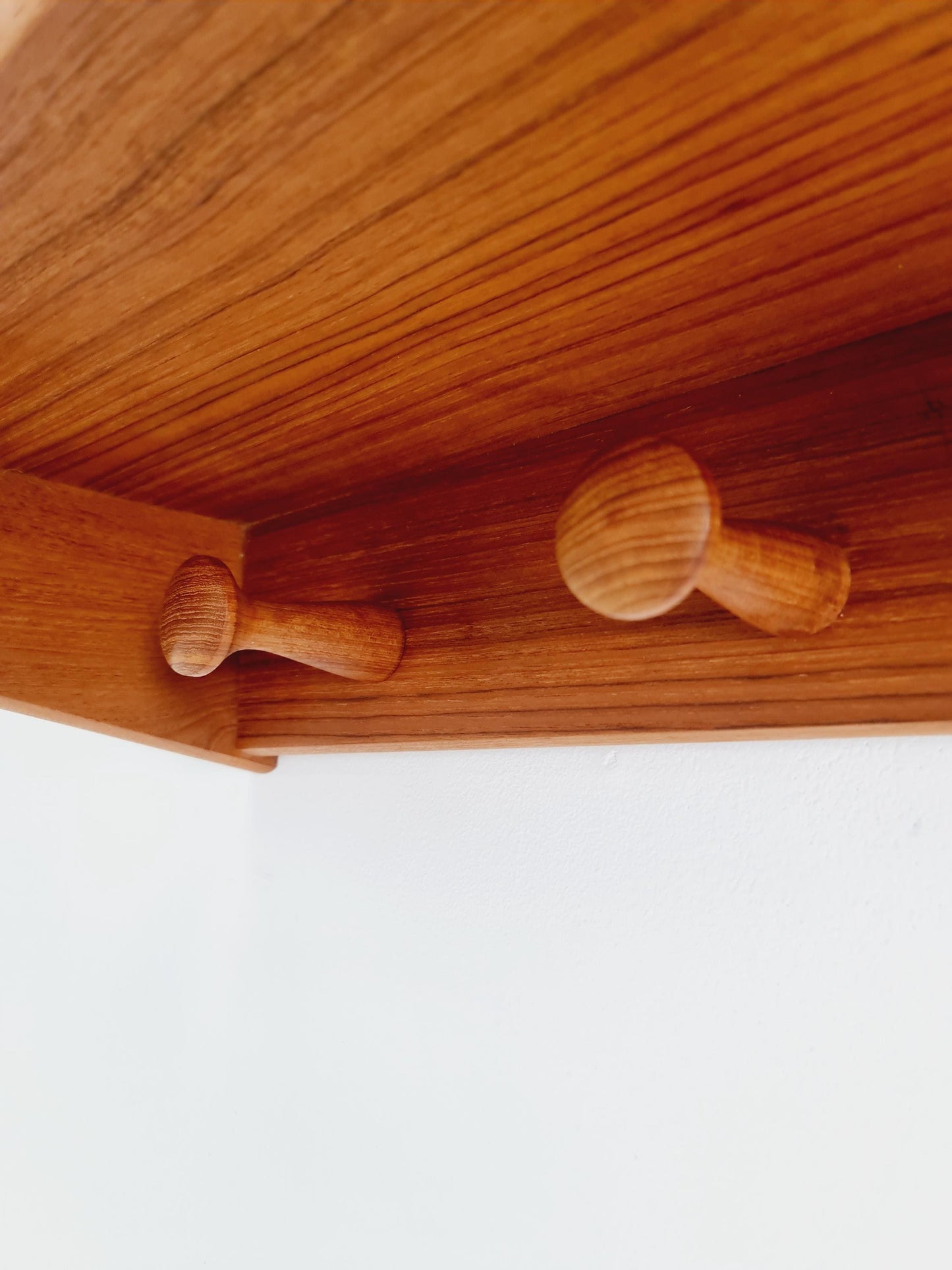Mid century Danish Wardarobe By Vildbjerg Møbelfabrik, Solid teak wall coat rack 1960s