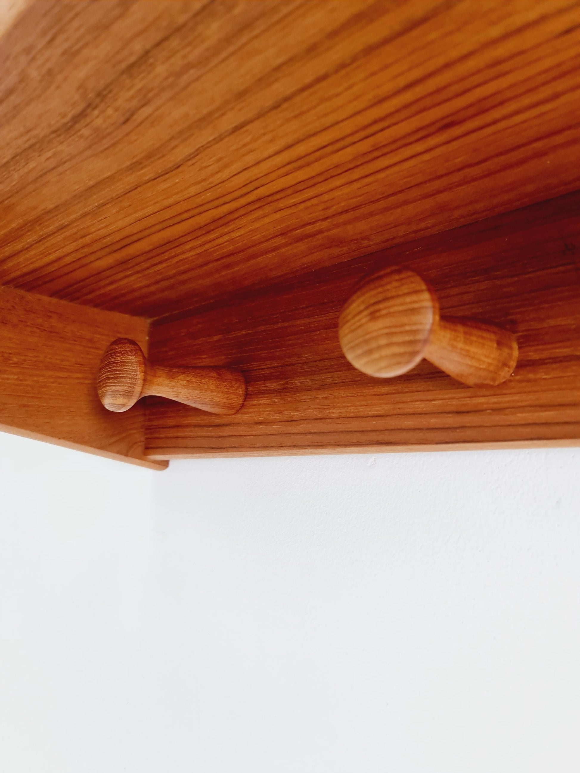Mid century Danish Wardarobe By Vildbjerg Møbelfabrik, Solid teak wall coat rack 1960s