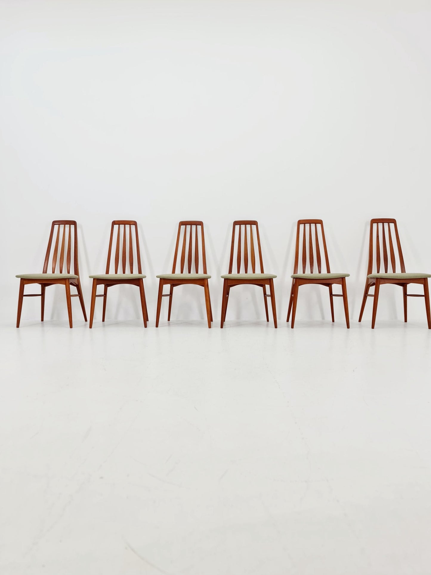 Midcentury teak Dining Eva chairs by Niels Koefoed for Koefoeds Hornslet 1960s, set of 6