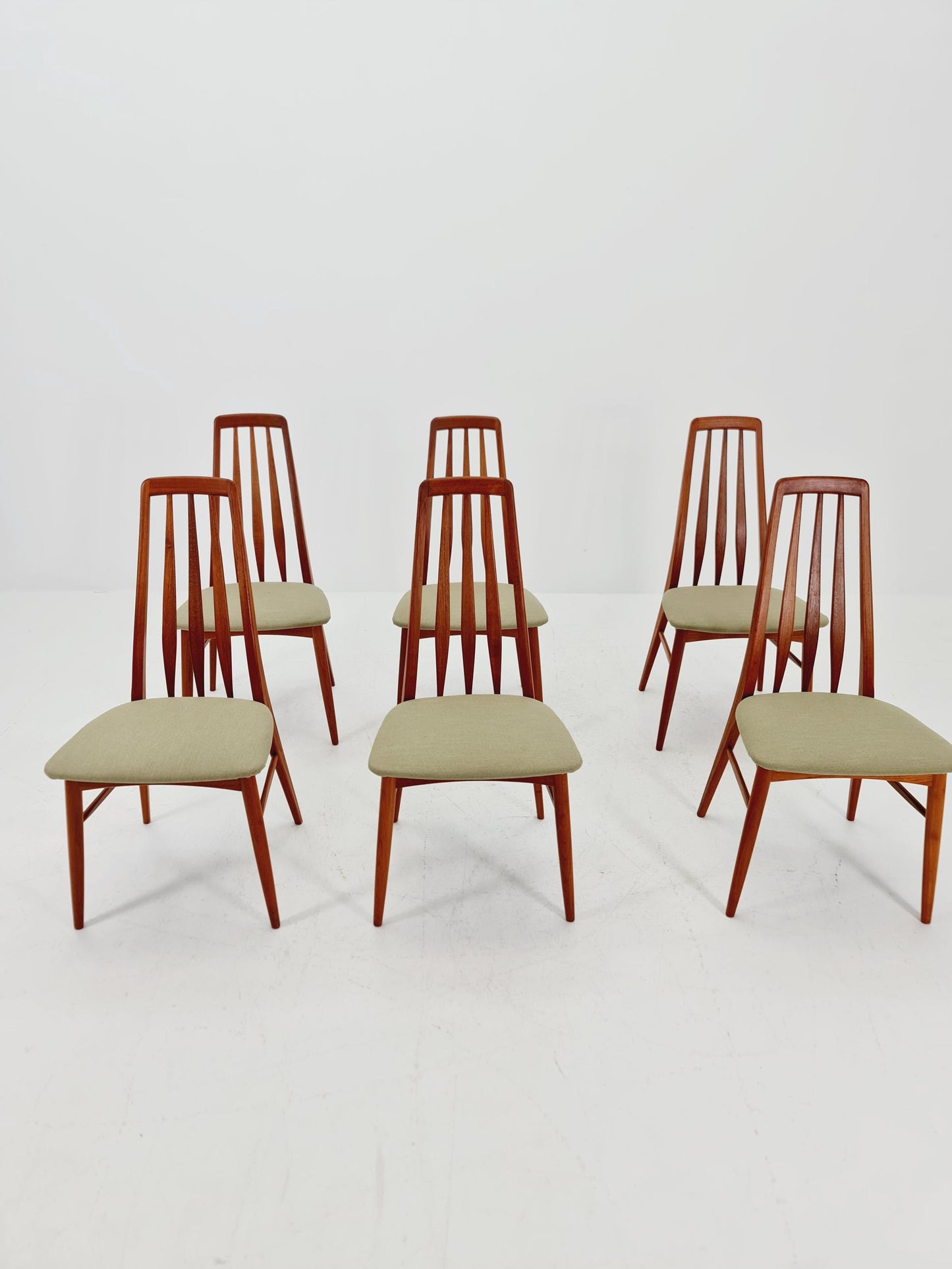 Midcentury teak Dining Eva chairs by Niels Koefoed for Koefoeds Hornslet 1960s, set of 6