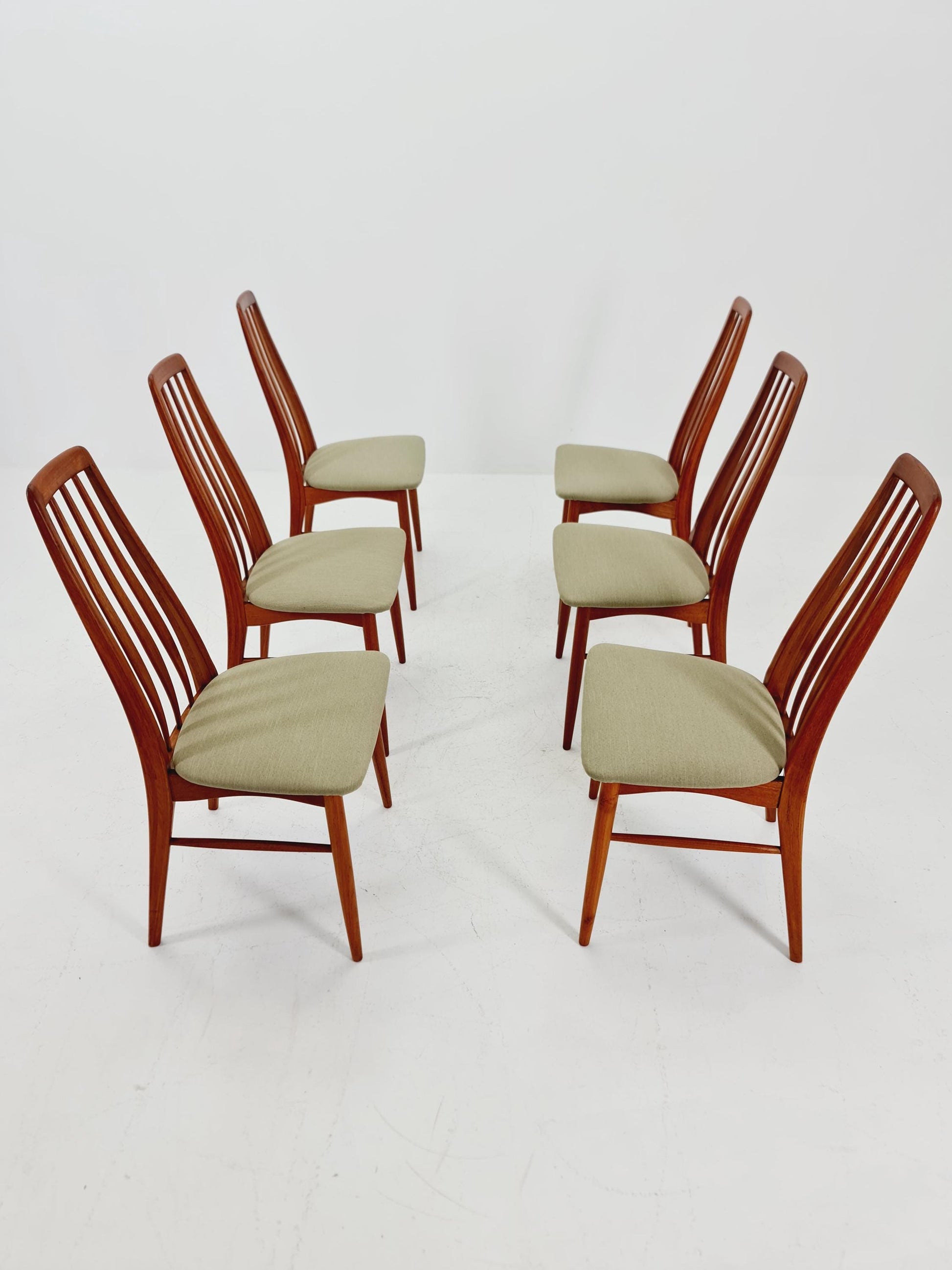 Midcentury teak Dining Eva chairs by Niels Koefoed for Koefoeds Hornslet 1960s, set of 6