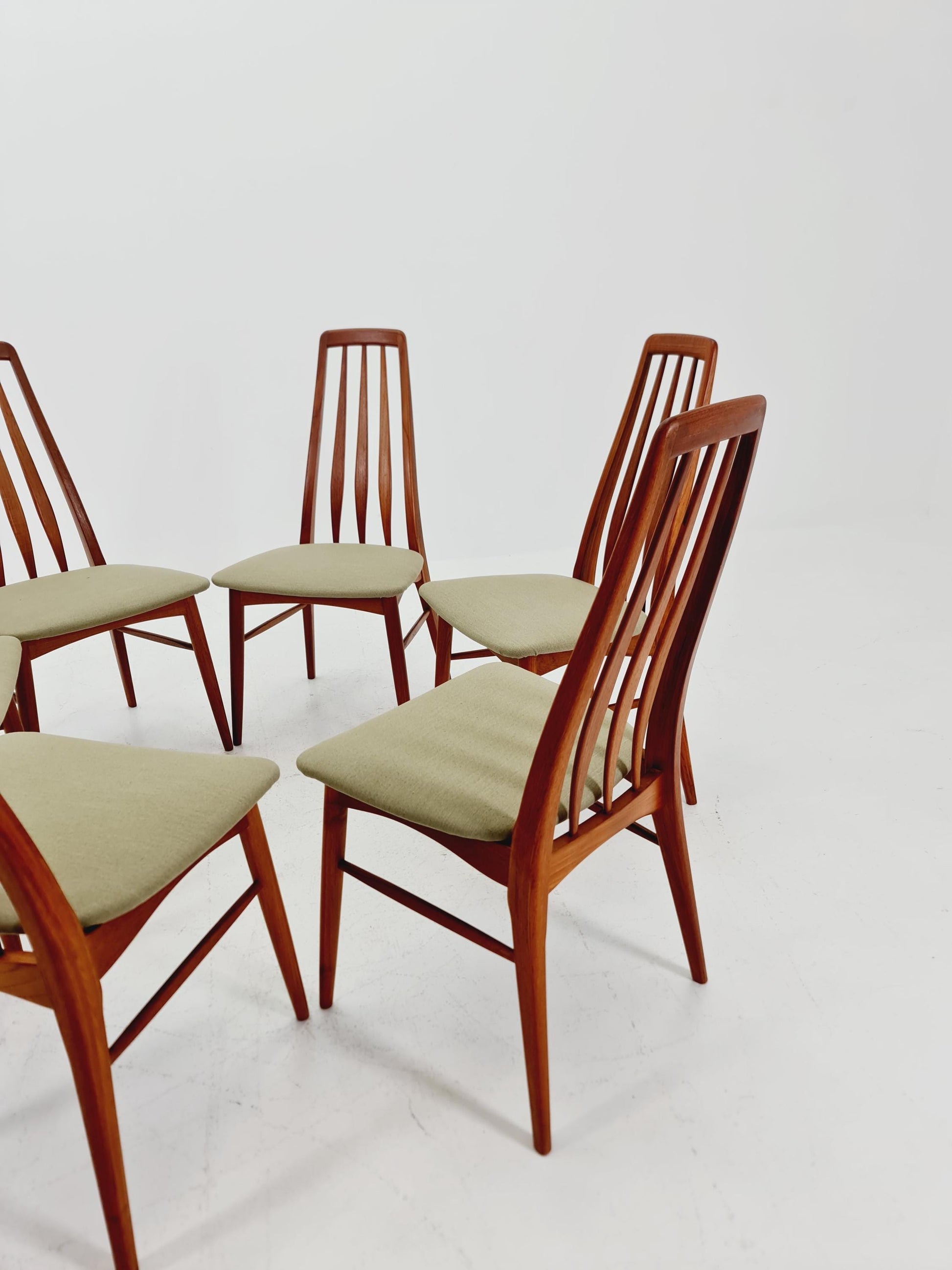 Midcentury teak Dining Eva chairs by Niels Koefoed for Koefoeds Hornslet 1960s, set of 6