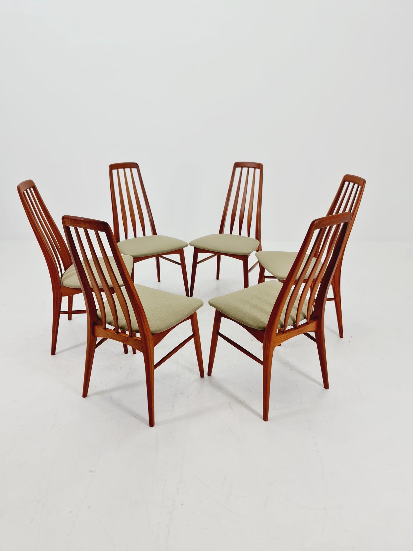 Midcentury teak Dining Eva chairs by Niels Koefoed for Koefoeds Hornslet 1960s, set of 6
