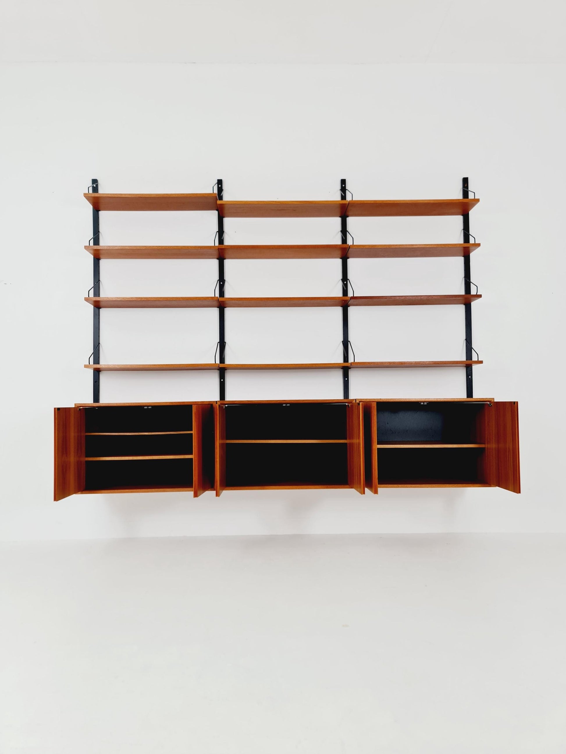 Big Mid century Danish Teak Wall Unit with 3 cabinets by Poul Cadovius for Cado, Denmark, 1960s