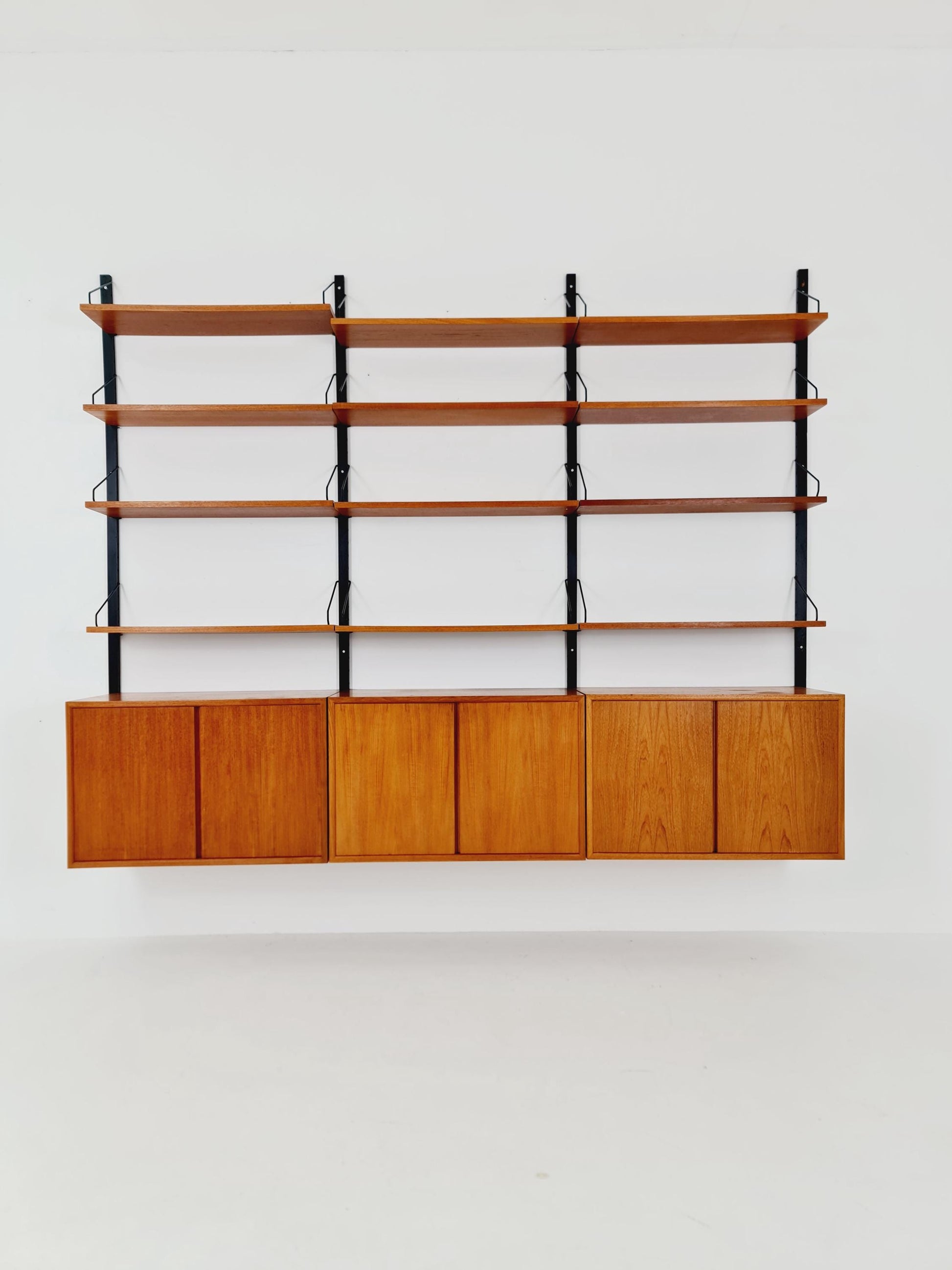Big Mid century Danish Teak Wall Unit with 3 cabinets by Poul Cadovius for Cado, Denmark, 1960s