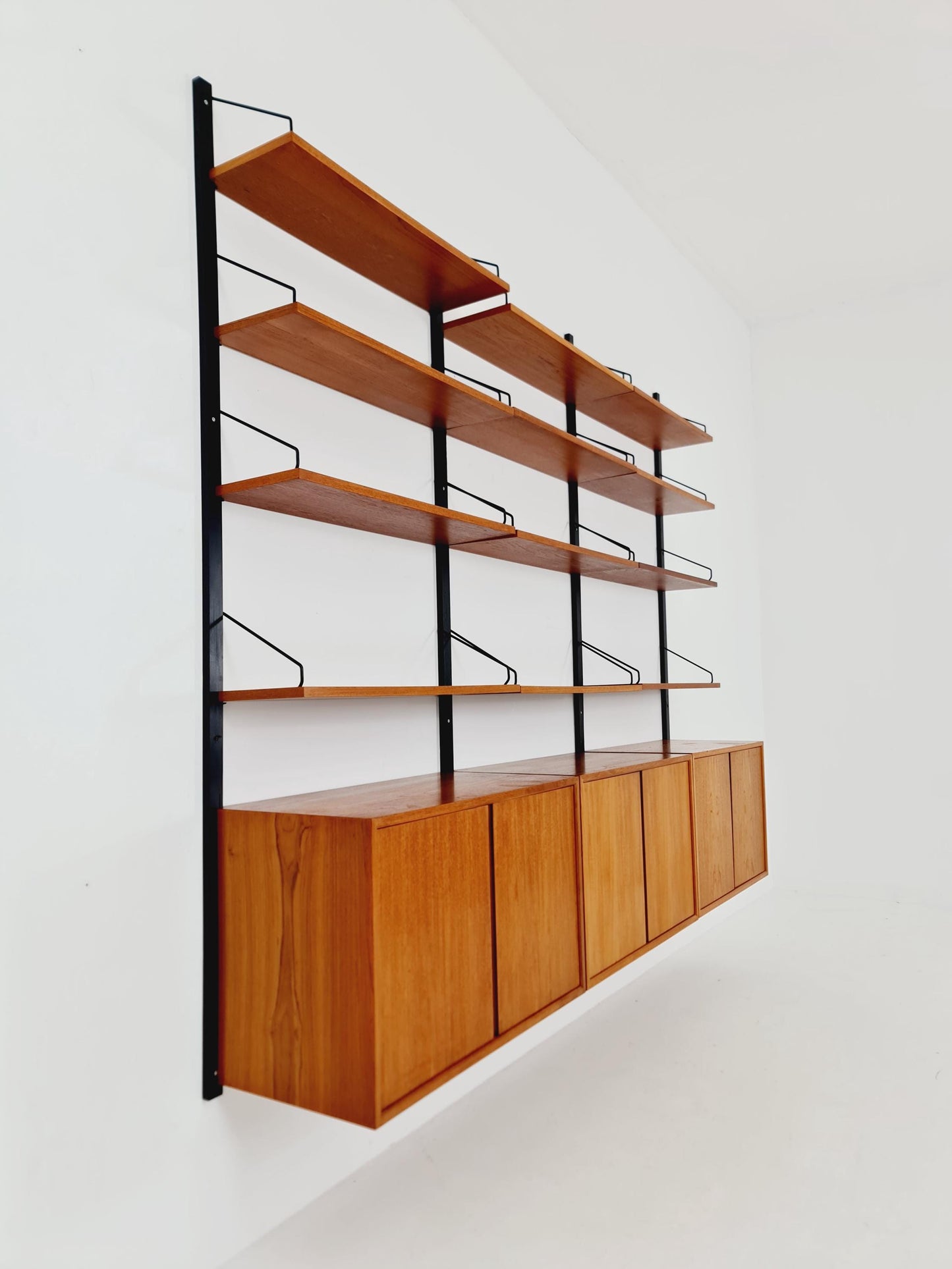 Big Mid century Danish Teak Wall Unit with 3 cabinets by Poul Cadovius for Cado, Denmark, 1960s