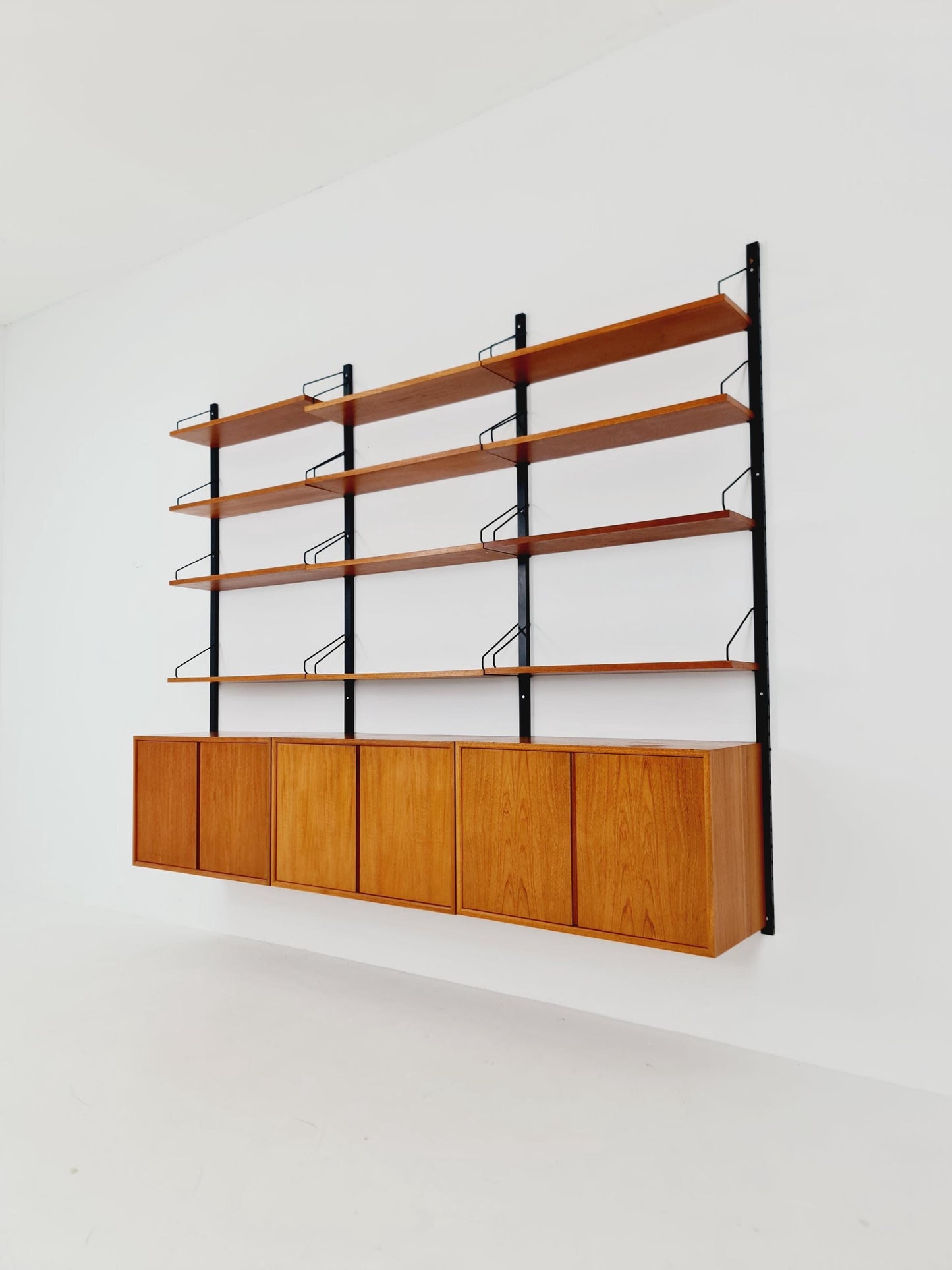 Big Mid century Danish Teak Wall Unit with 3 cabinets by Poul Cadovius for Cado, Denmark, 1960s