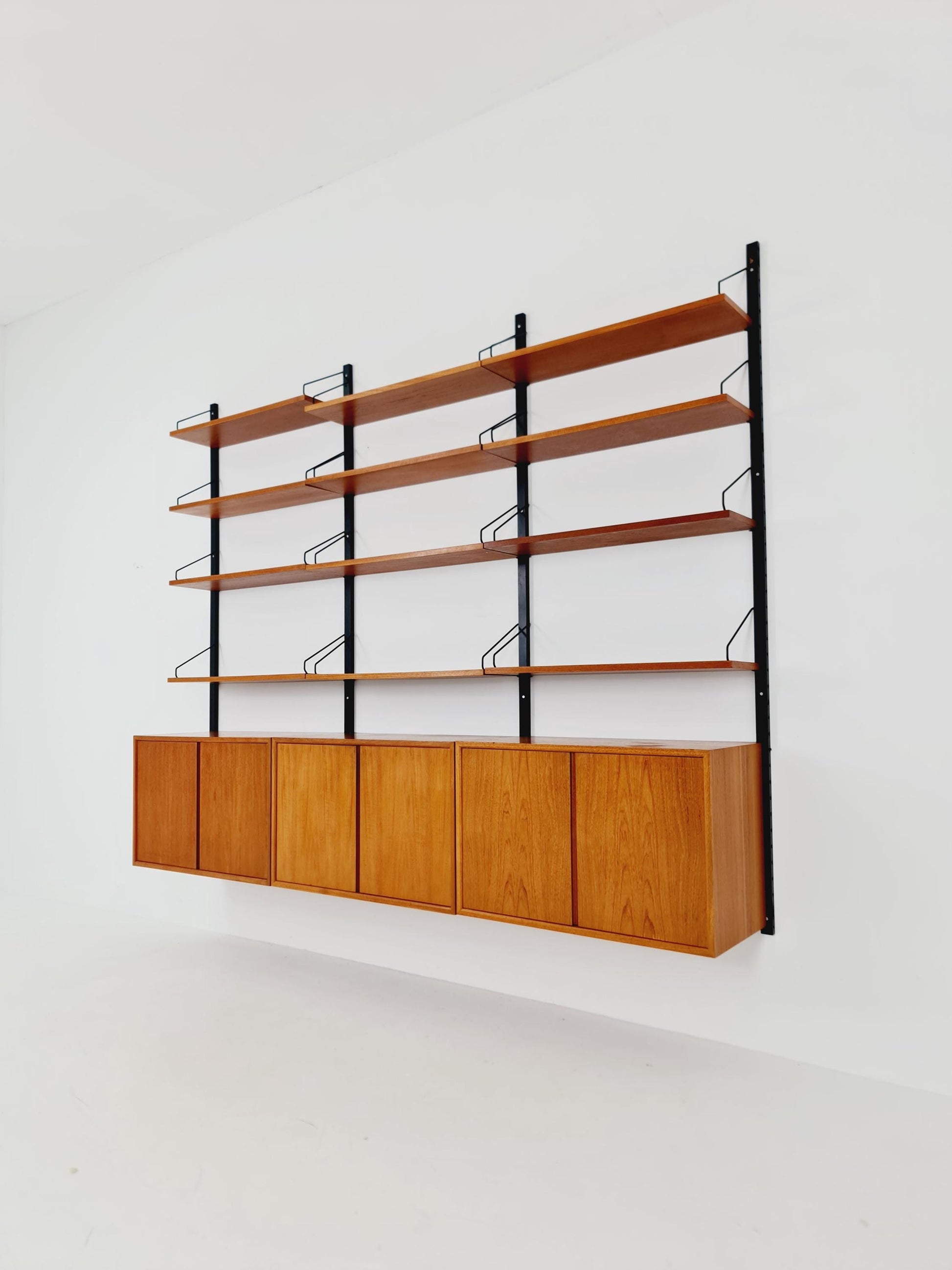 Big Mid century Danish Teak Wall Unit with 3 cabinets by Poul Cadovius for Cado, Denmark, 1960s