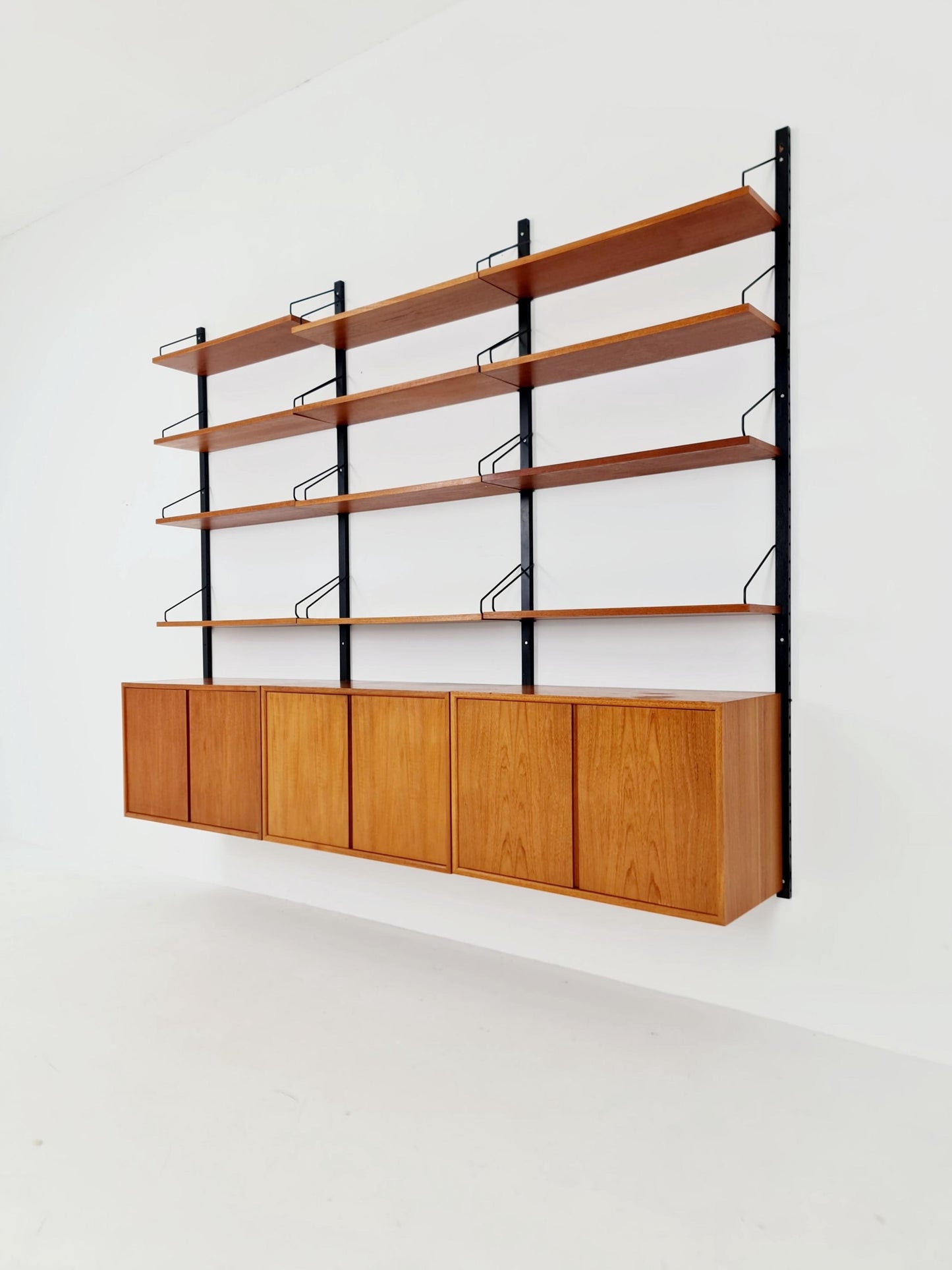 Big Mid century Danish Teak Wall Unit with 3 cabinets by Poul Cadovius for Cado, Denmark, 1960s