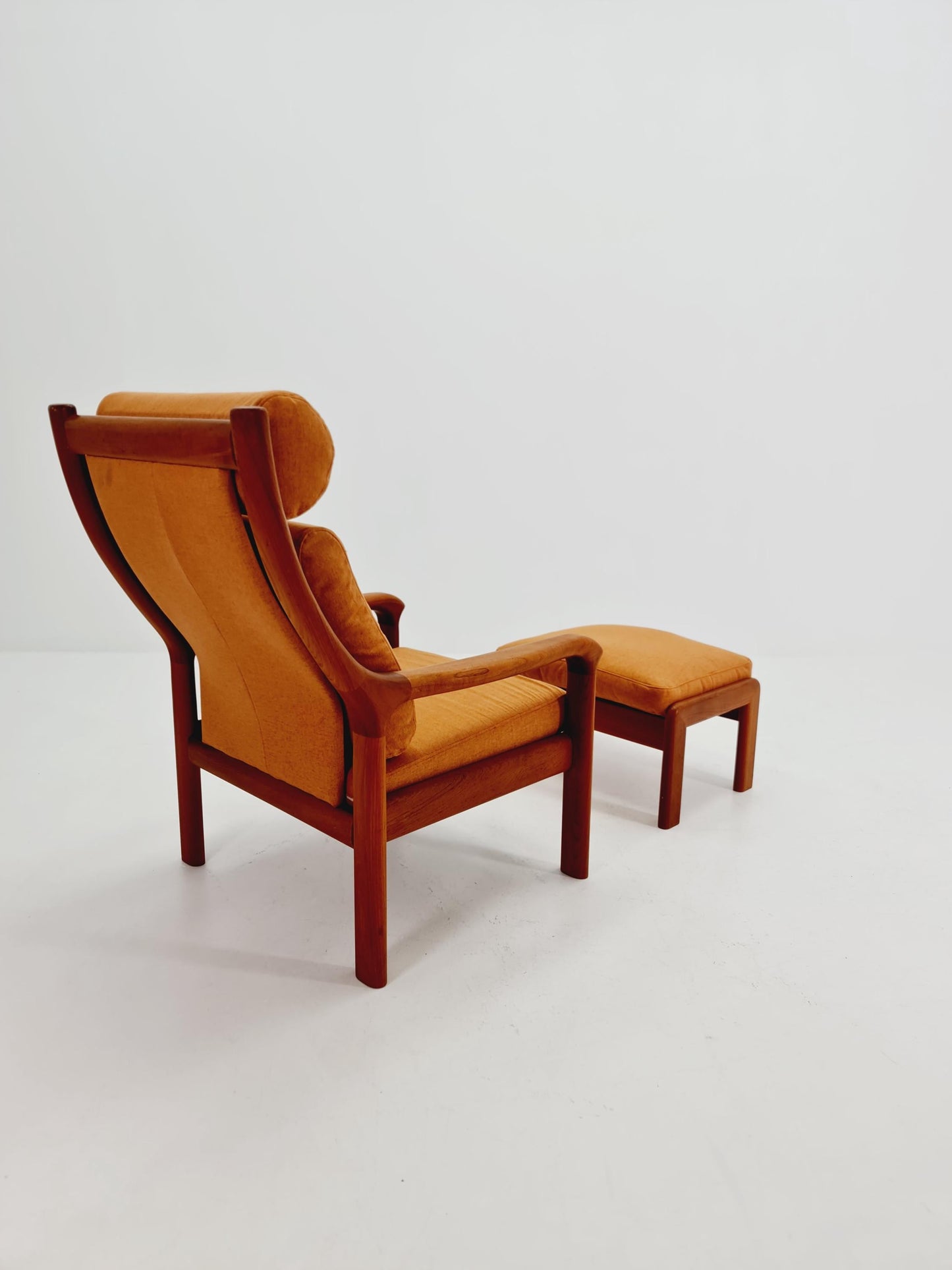 Mid century teak easy lounge chairs With Ottoman by Holstebro möbelfabrik A/S , 1970s