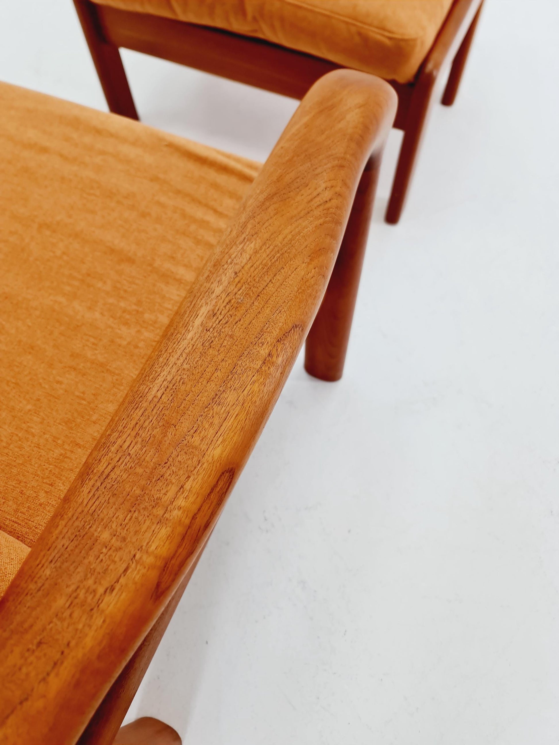 Mid century teak easy lounge chairs With Ottoman by Holstebro möbelfabrik A/S , 1970s