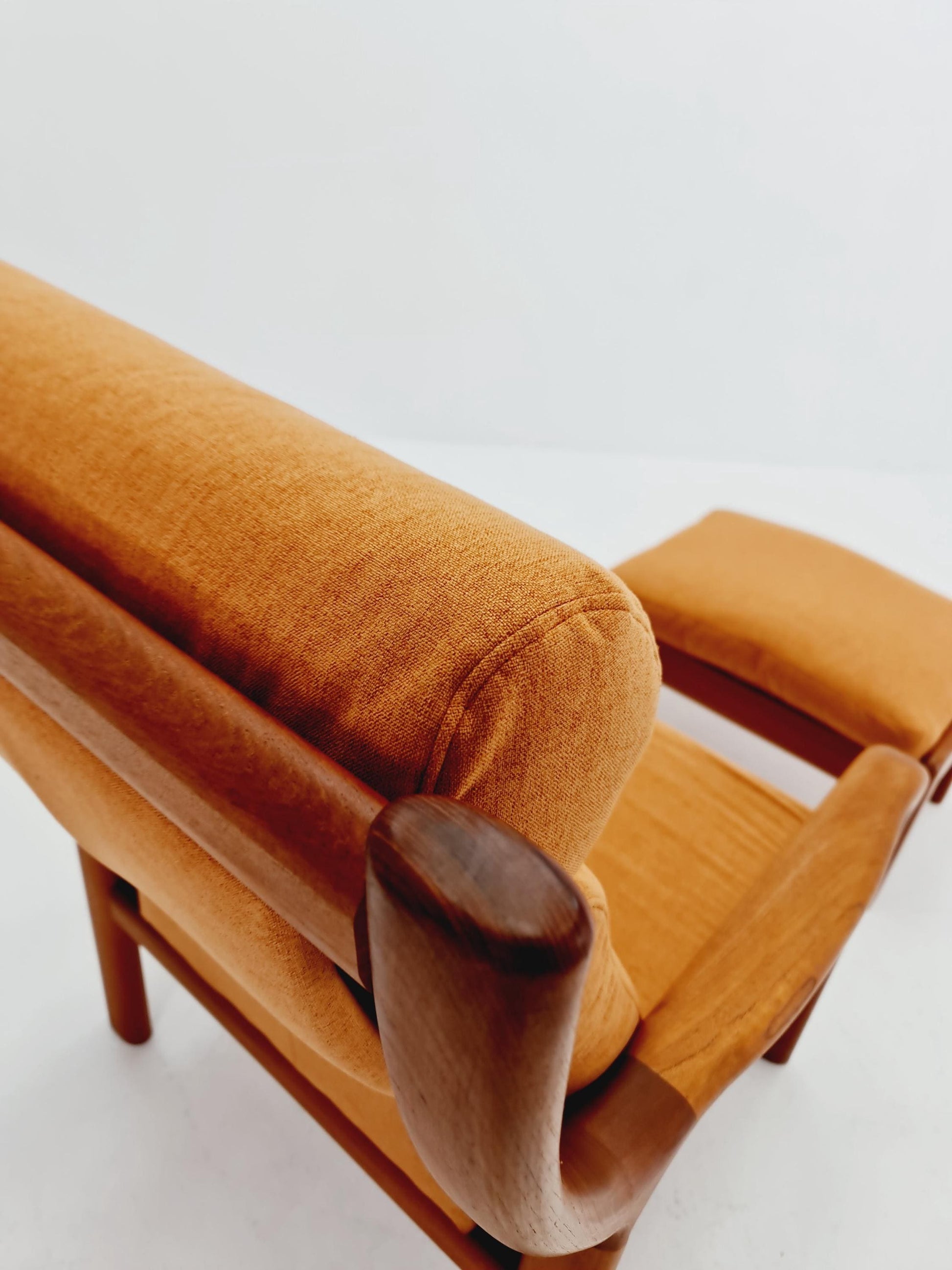 Mid century teak easy lounge chairs With Ottoman by Holstebro möbelfabrik A/S , 1970s