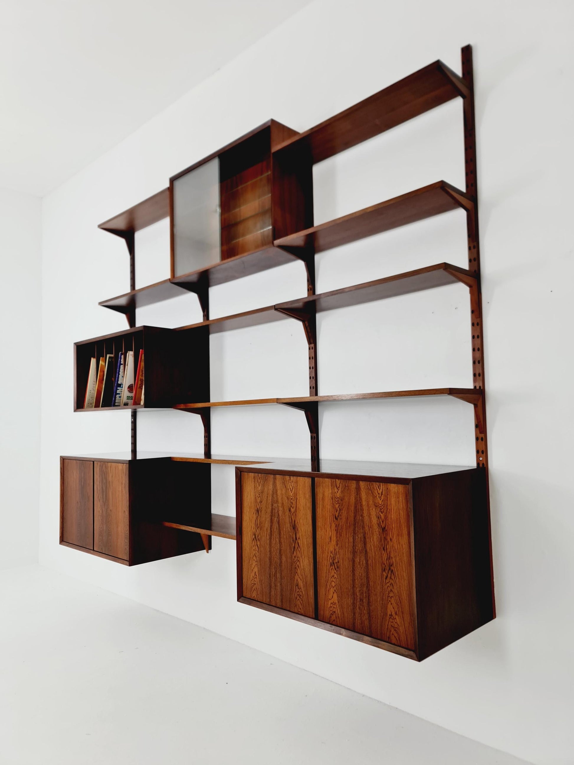 Big Mid century Danish Rosewood Wall Unit with 3 cabinets by Poul Cadovius for Cado, Denmark, 1960s
